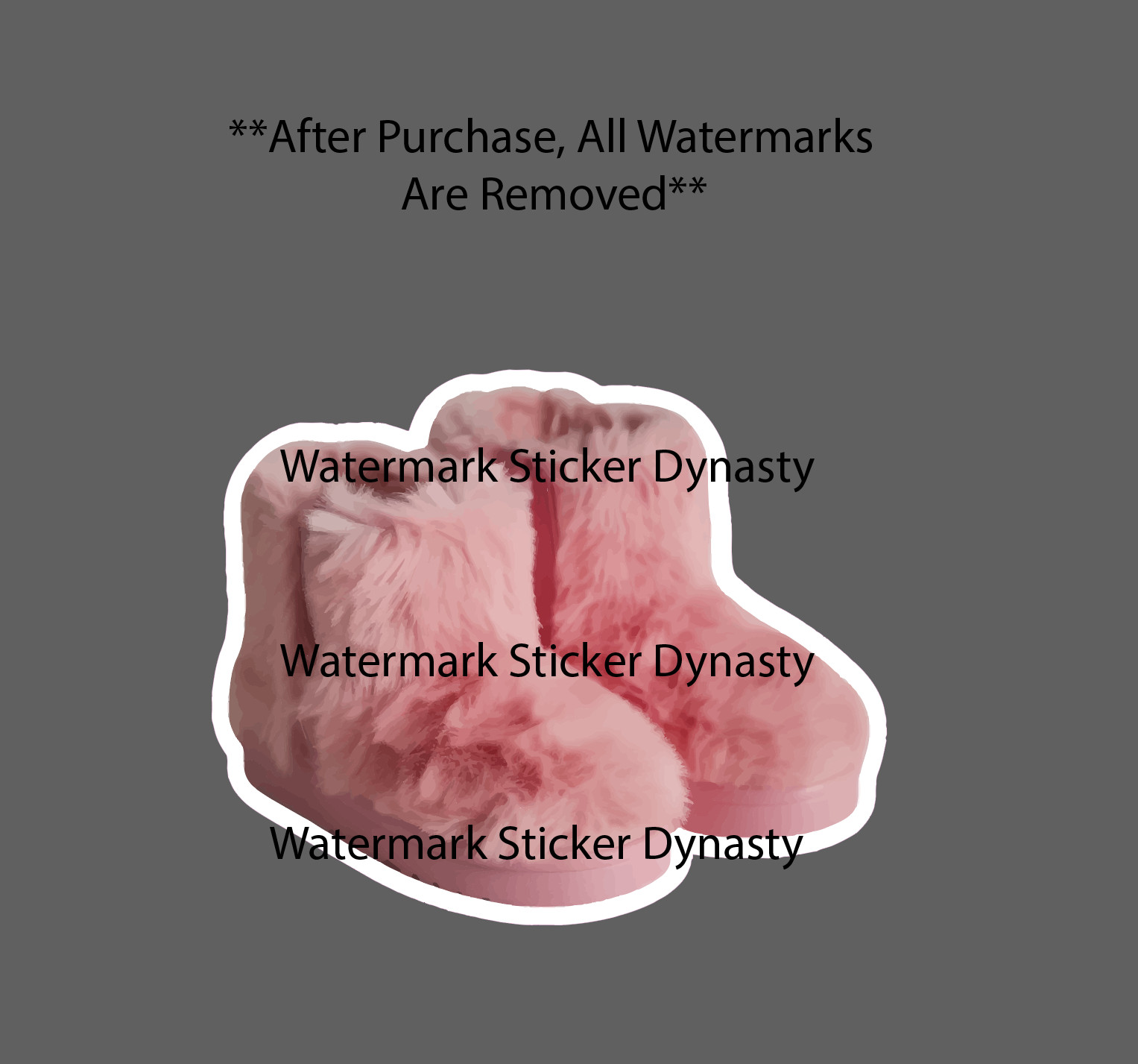 Pink Fuzzy Boots Sticker Waterproof Decal Fashion Style Comfortable Gift NEW