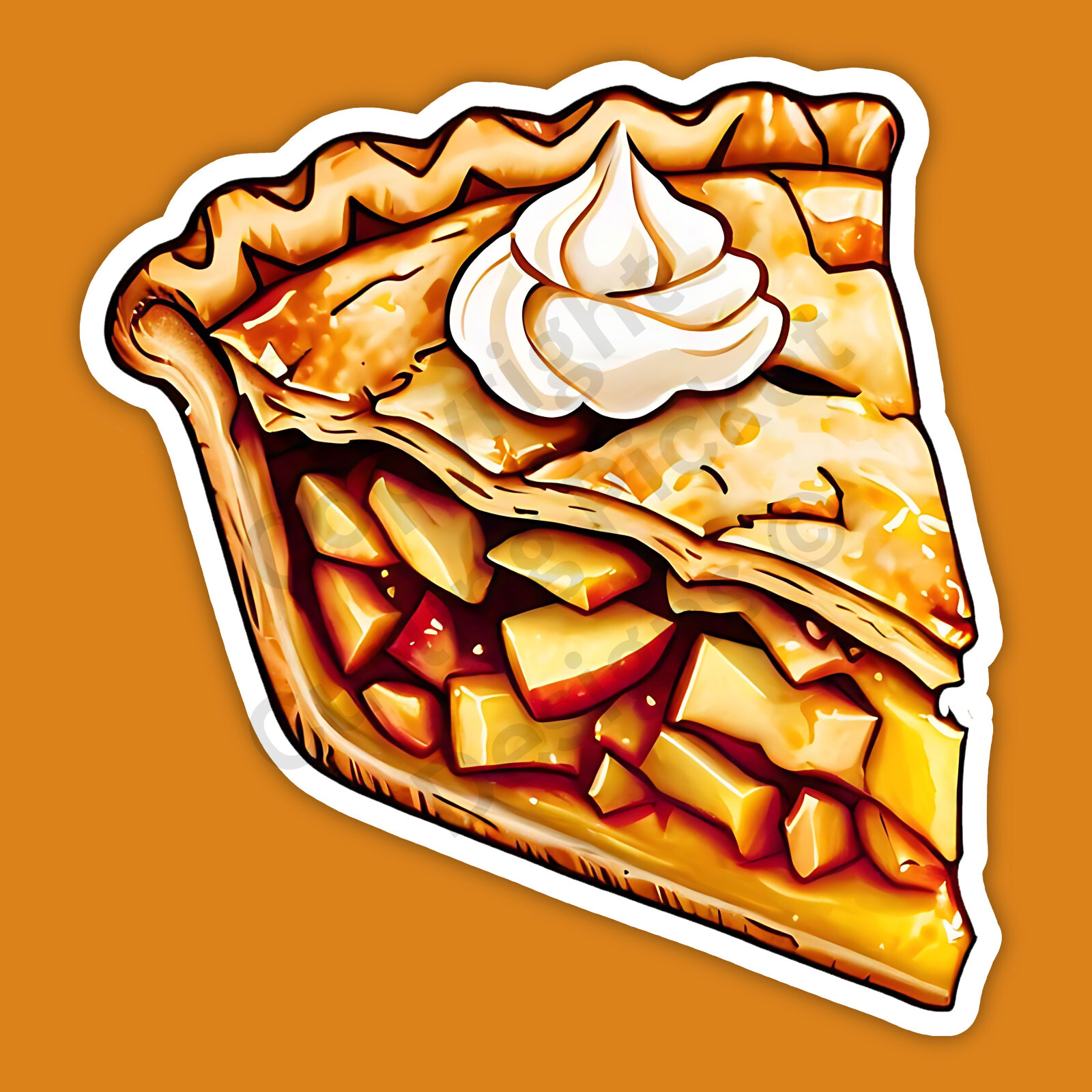 Slice of Apple Pie with Whipped Cream Food Dessert 3" Vinyl Sticker