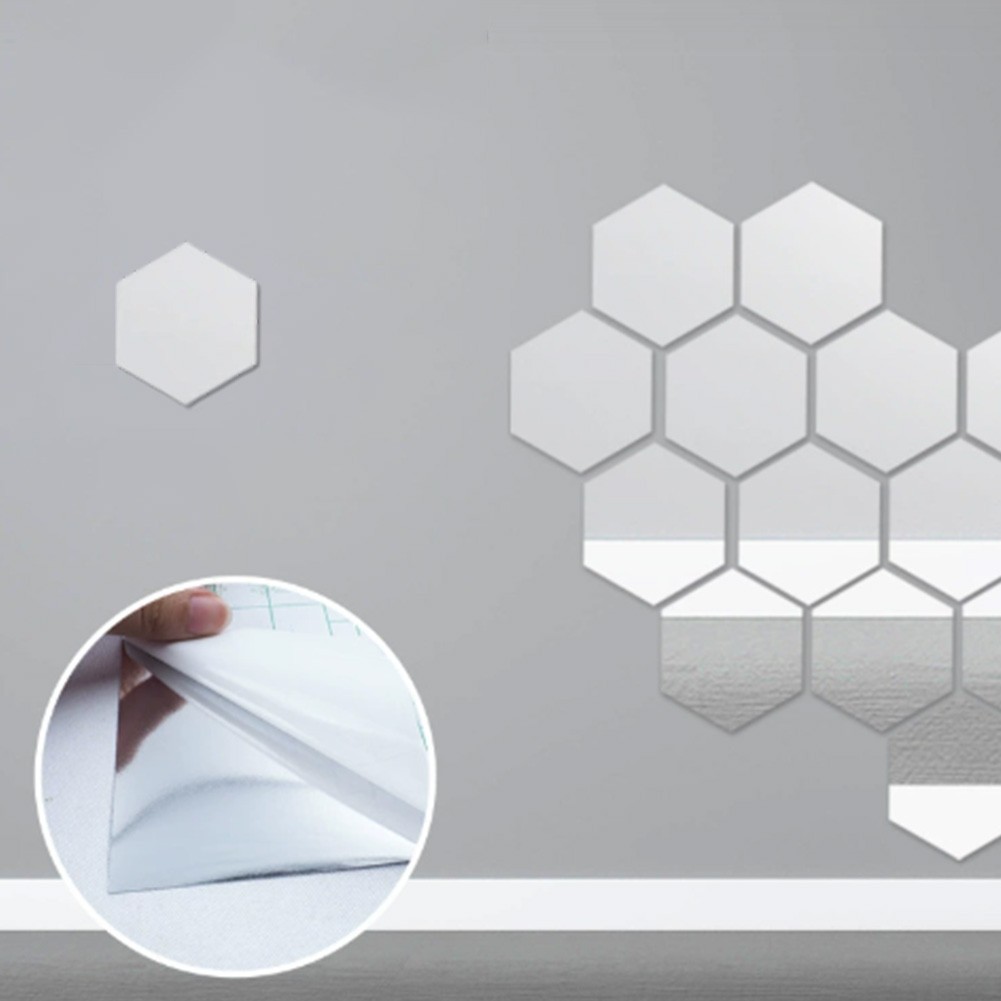 Hexagonal Mirror Wall Panels Set 32 PCS DIY Acrylic Home Wall Decoration