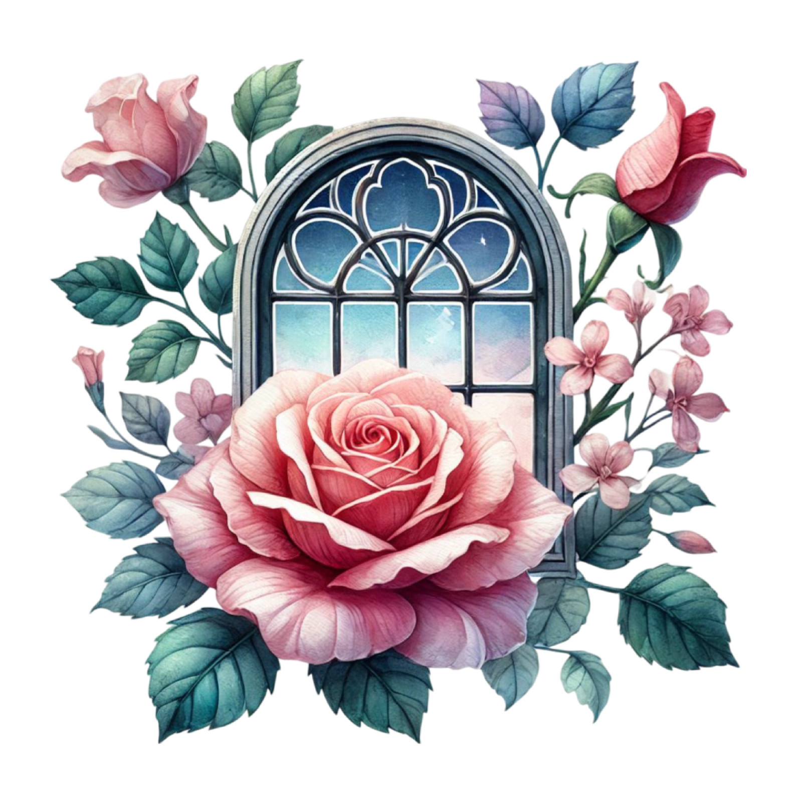 Wall Decal Sticker Roses Stained Glass Window Wall Sticker 18X18cm Large