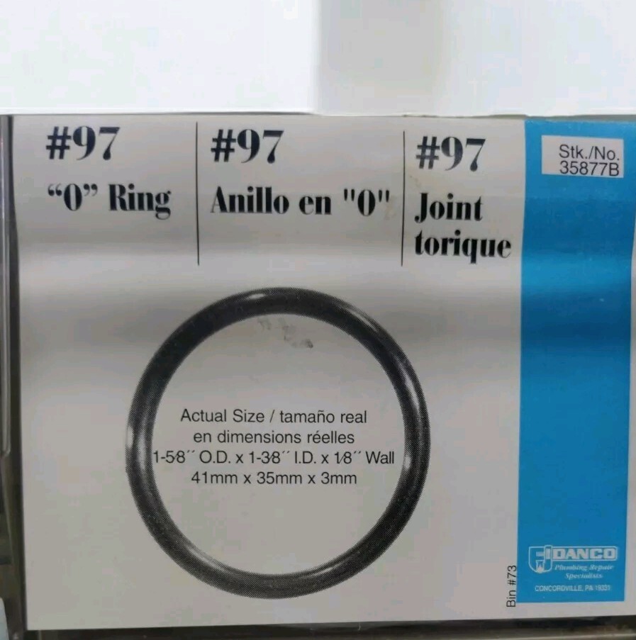 Danco #97 ,**1-3/8 In. x 1-5/8 In. Rubber O-Ring. Model: 35877B