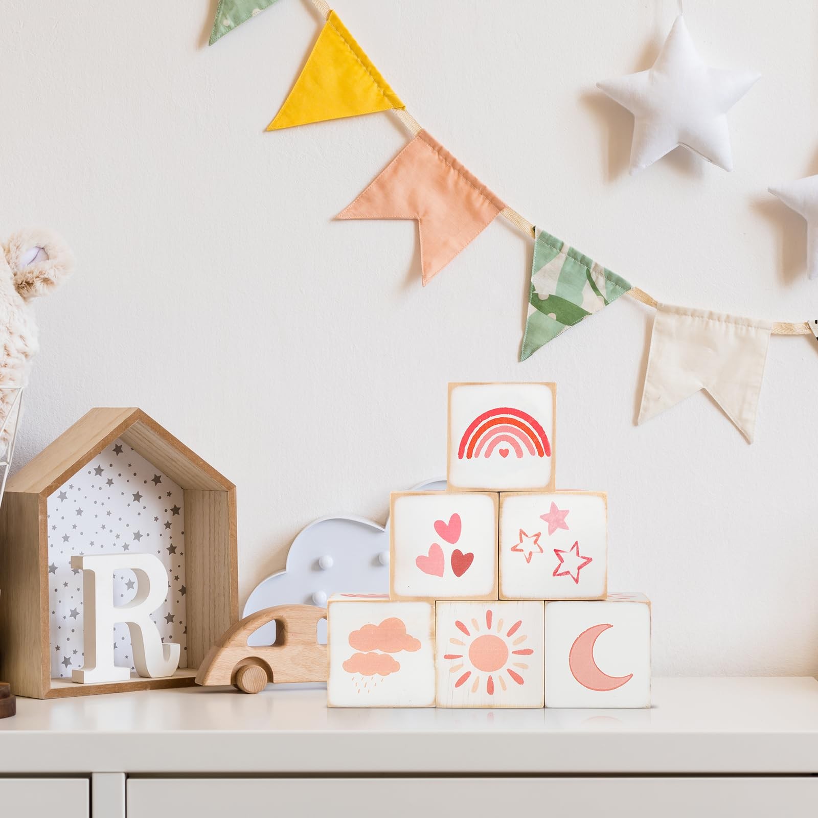 6 Pcs Rainbow Nursery Decor for Girls and Boys Nursery Watercolor Shelf Decor…