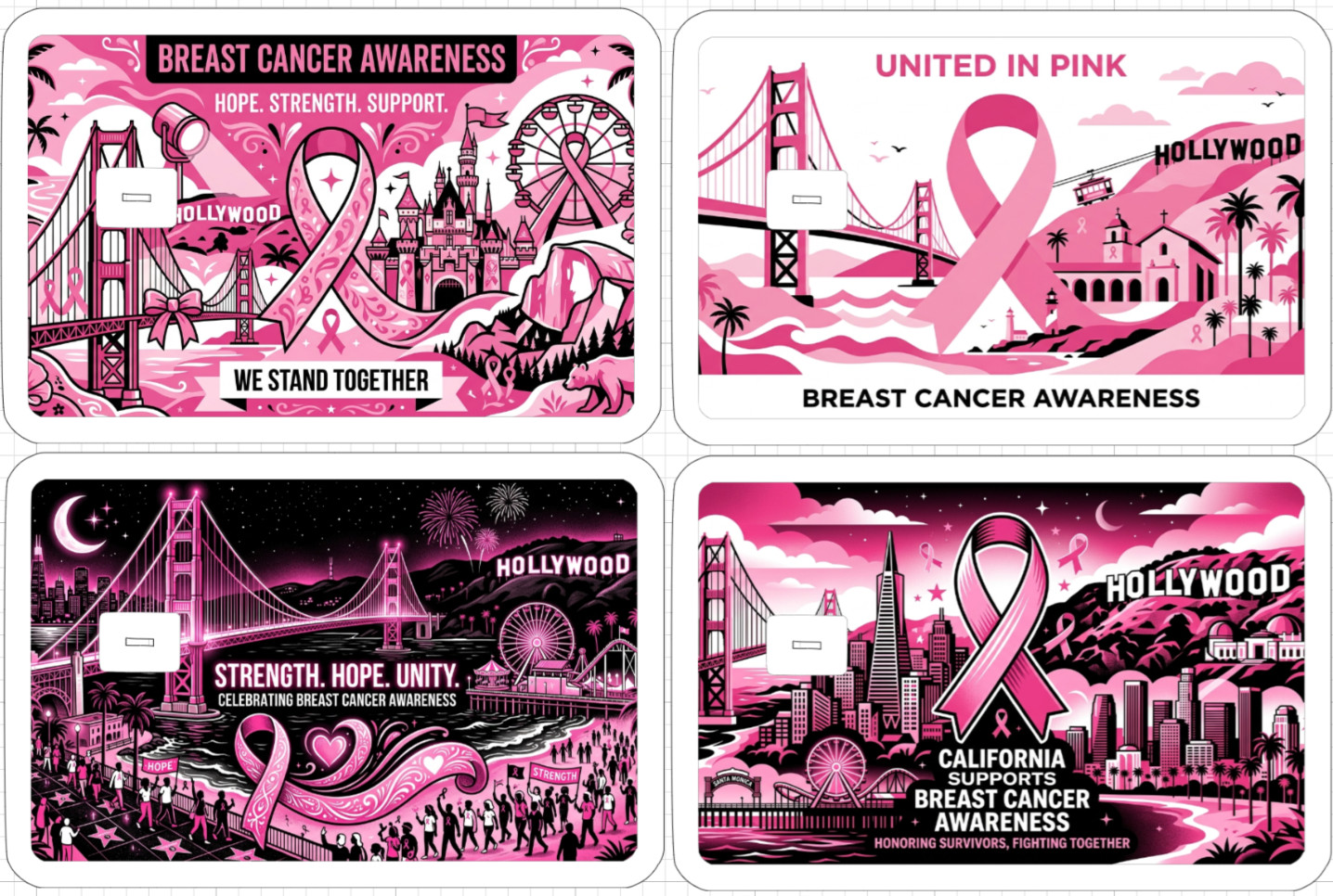 California Pink Ribbon Gift Credit Debit ATM Card Skin Sticker Breast Cancer USA