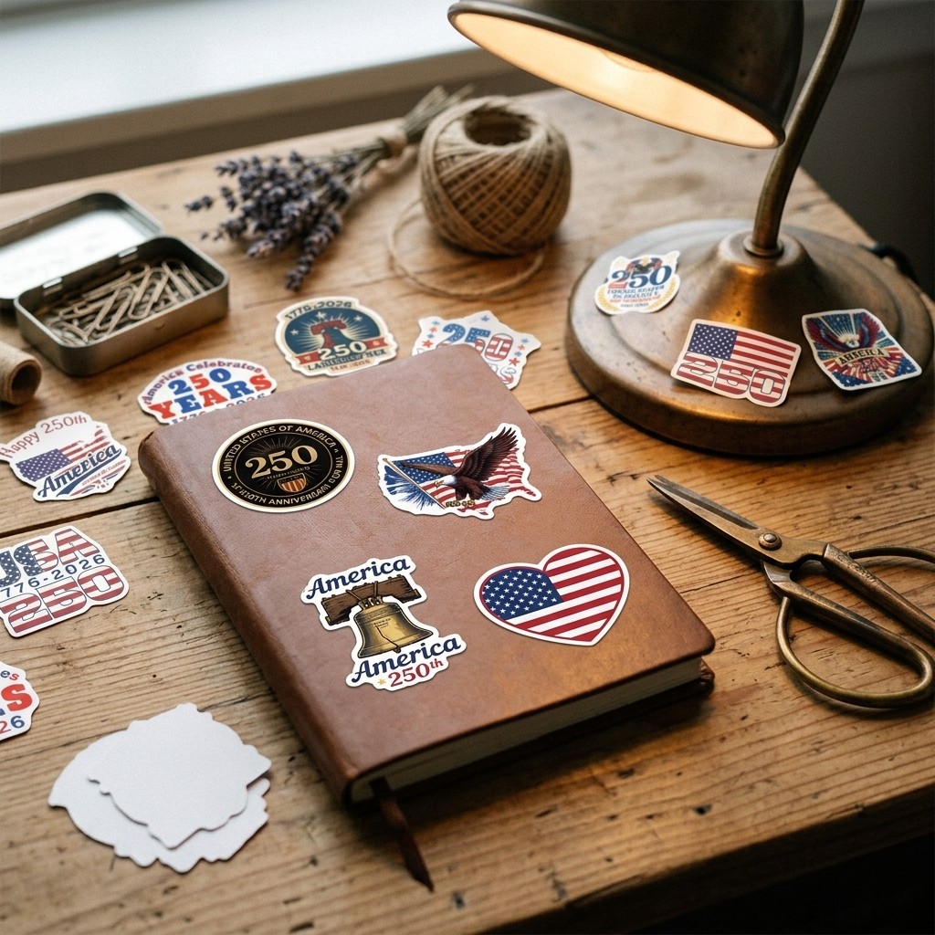 56Pcs USA 250th Anniversary Stickers Patriotic Decals for Luggage Water Bottles