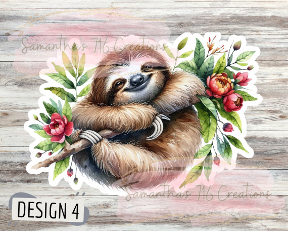 Sloth Vinyl Stickers 3" For Laptops, Cups, Etc. Indoor, Water Resistant