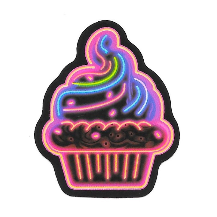 Neon Cupcake Vinyl Sticker Sweet Dessert Pink Retro Glow Decal Laptop Food Art