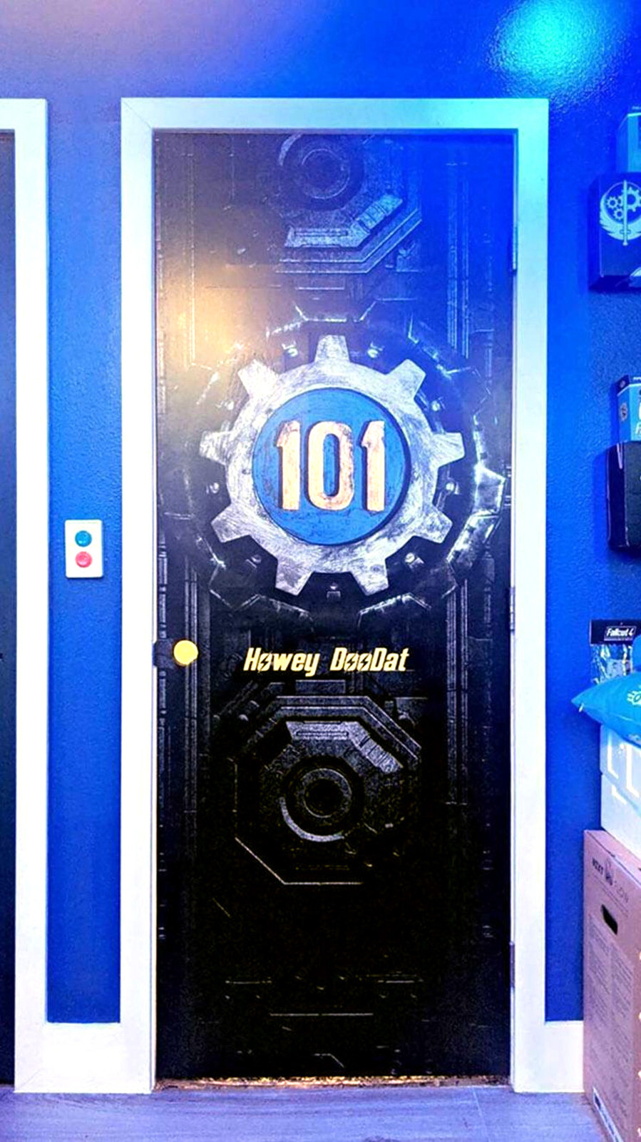 Gamer Door Mural Sticker, Custom Text, 1 piece, Laminated Cover. Kids Room Decor
