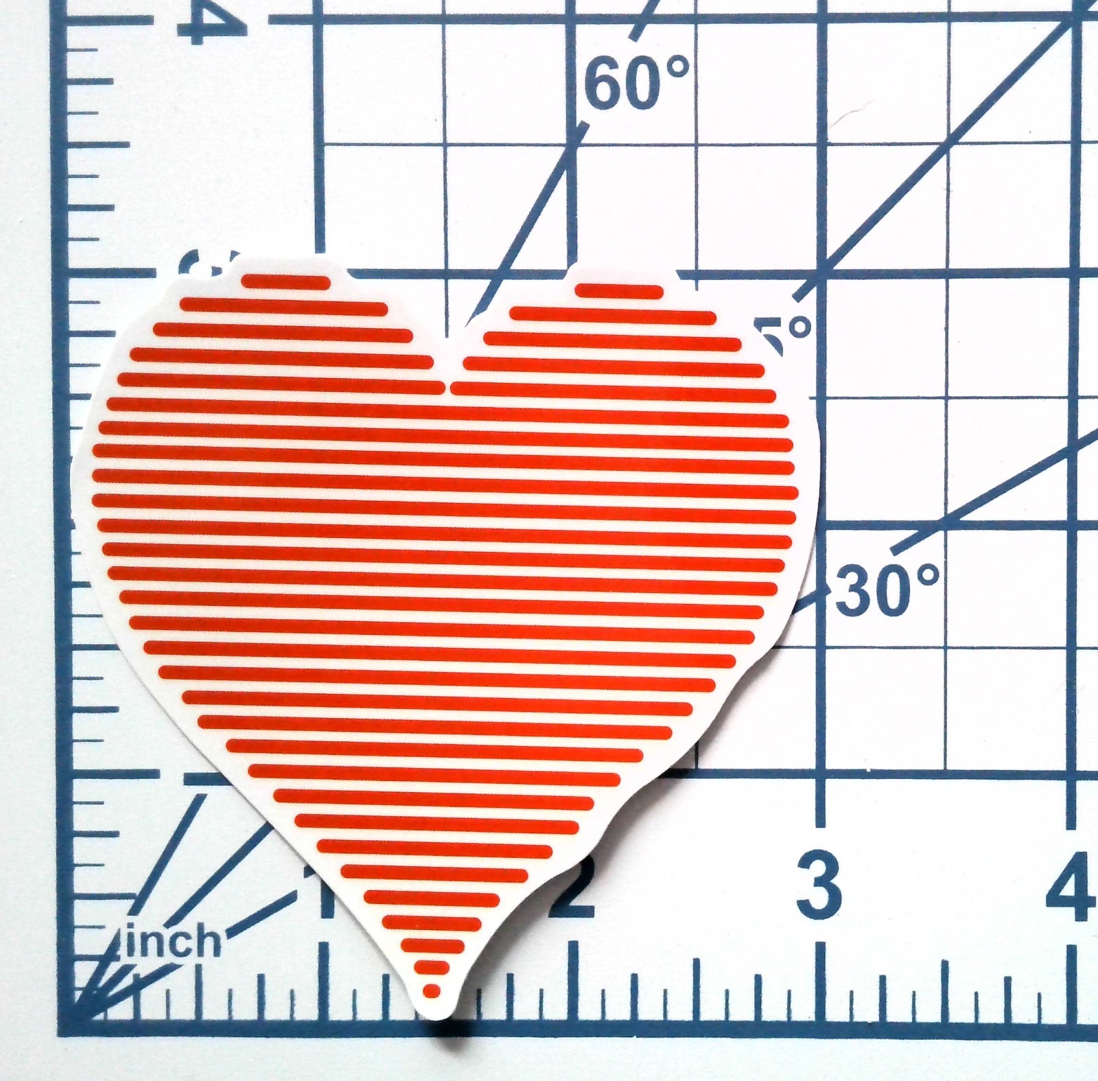 Red Striped Heart Vinyl Sticker Minimalist Line Art Modern Valentine Love Decal