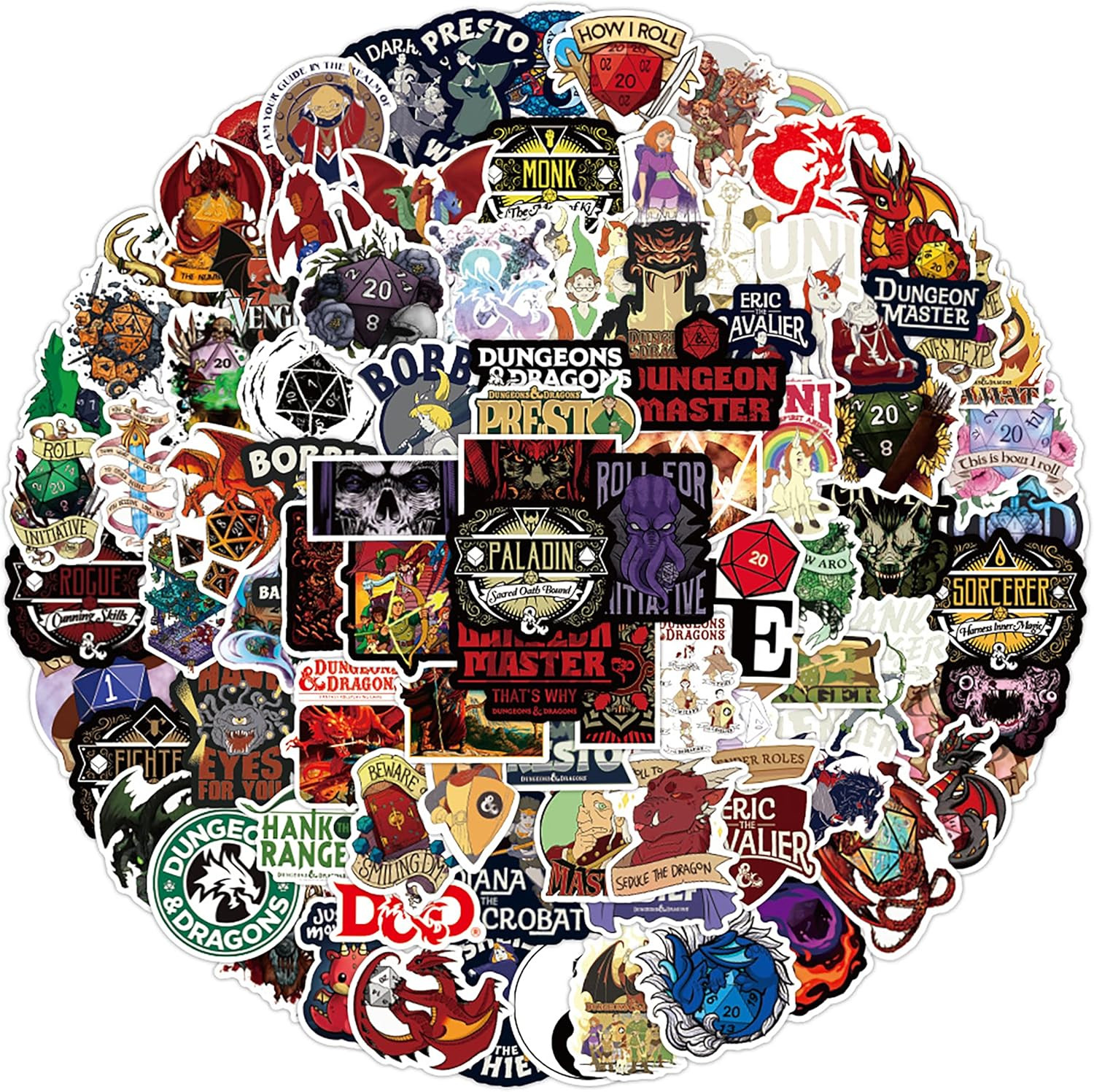 Dungeons and Dragons Stickers- 100Pcs Vinyl Waterproof Stickers for Teens, Gifts