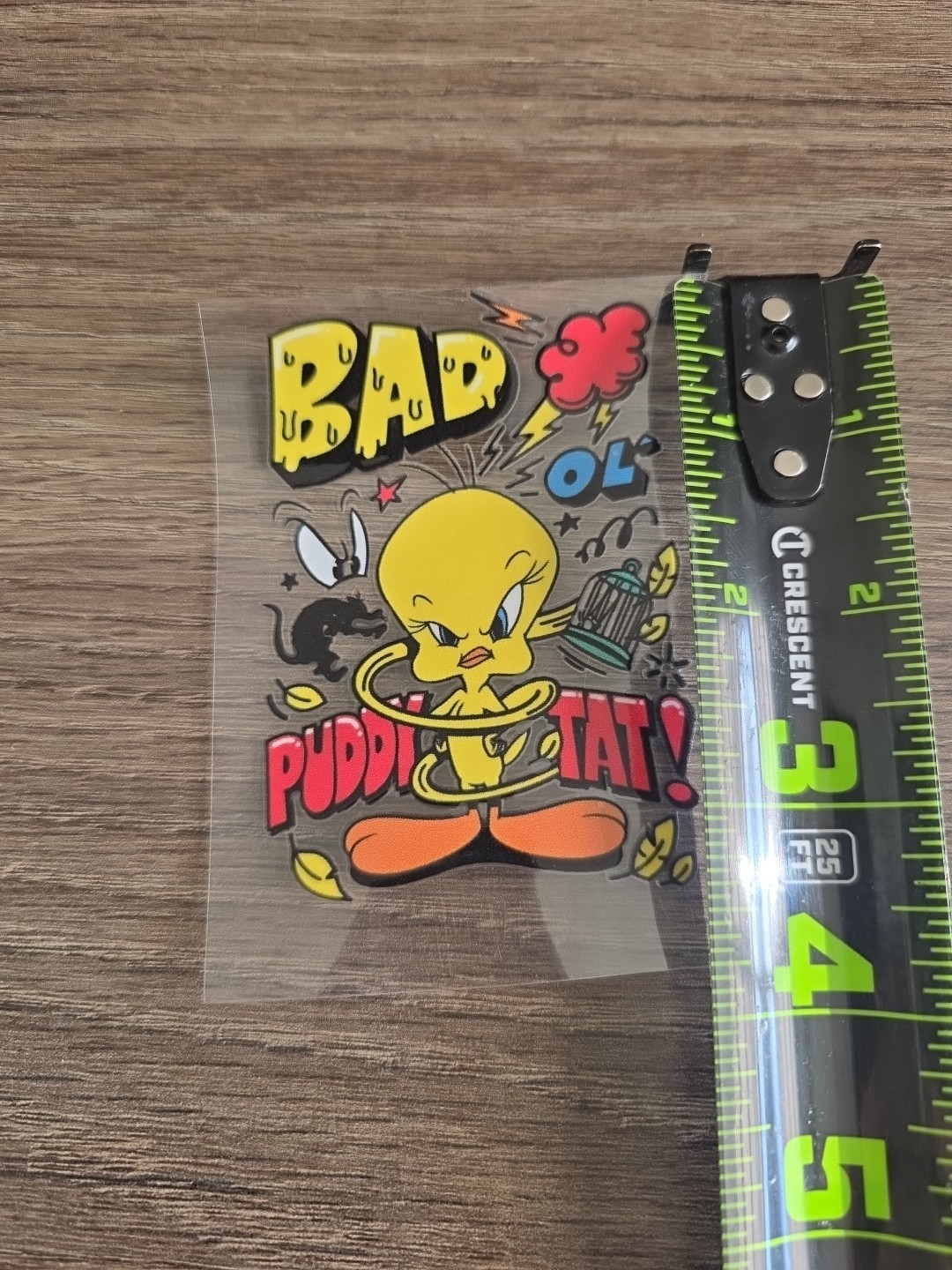 Funny Retro Looney Tune UV DTF Raised Decal Sticker Tweety Waterproof Laptop