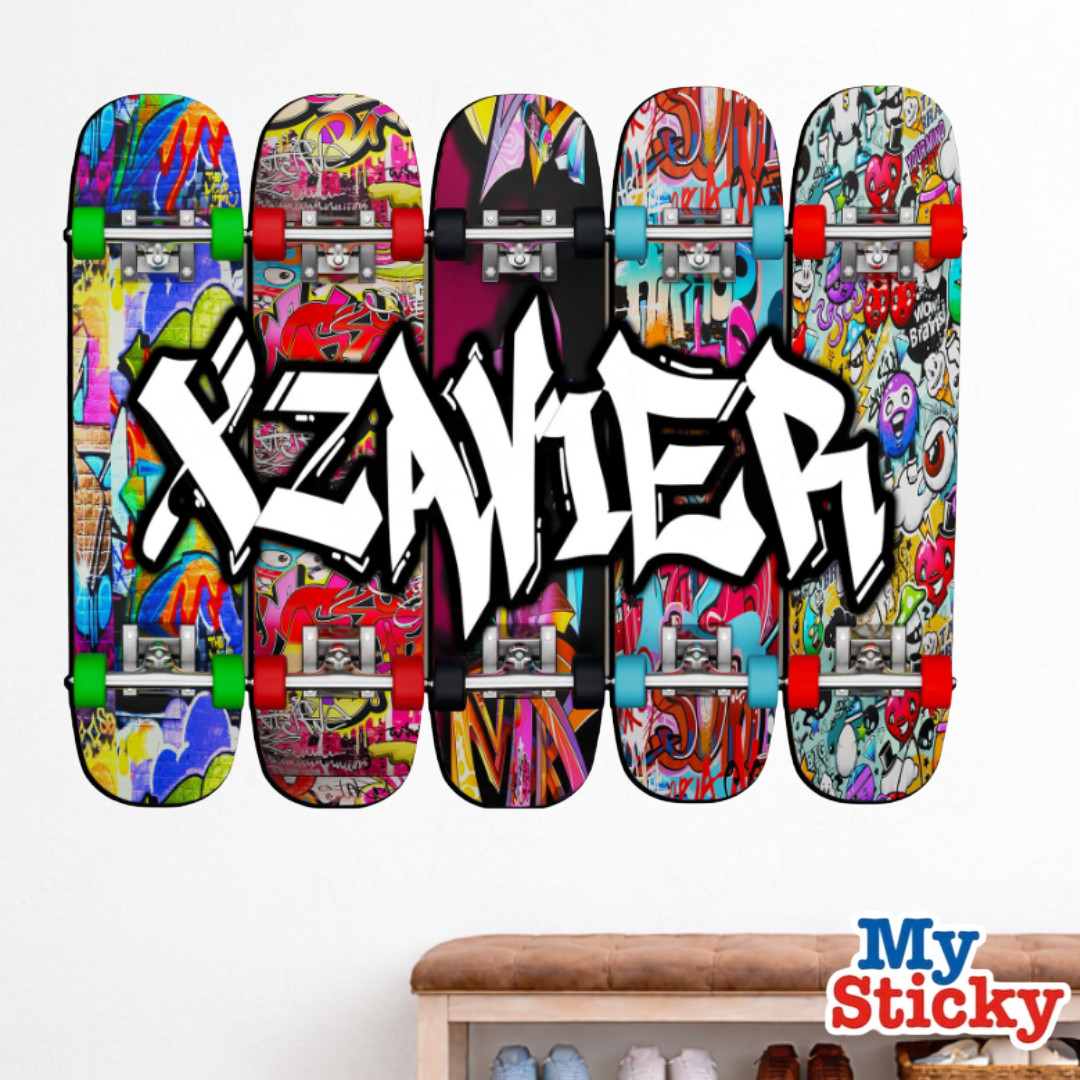 MySticky™ Custom Name Full Color Graffiti Skateboard Wall Art Decal Vinyl Decor
