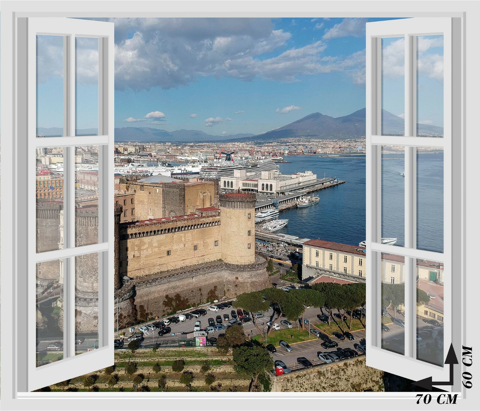 Window Wall Stickers – VESUVIUS GULF CASTLE – Wall Stickers 3D – VINYL