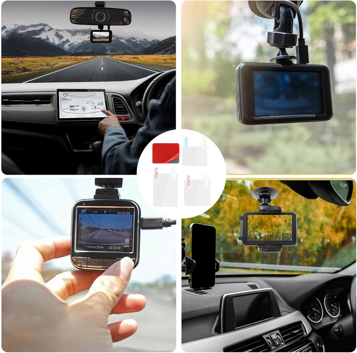 3 Pcs Electrostatic Sticker Mounting Dash Cam 6 Pcs Double-Sided Sticker