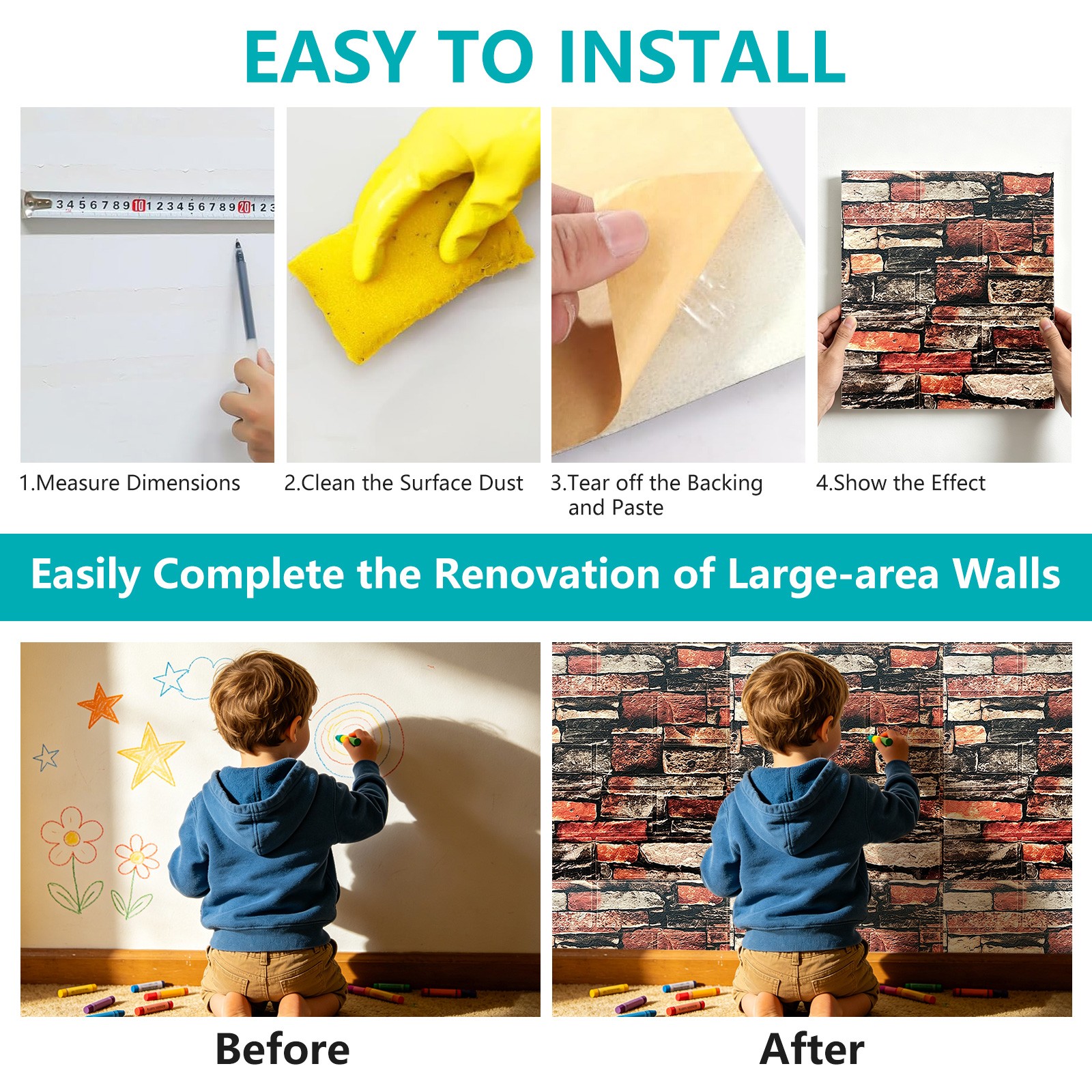 10/20Pcs 3D Tile Brick Wall Sticker Self-adhesive Foam Panel Wallpaper 38.5*35CM