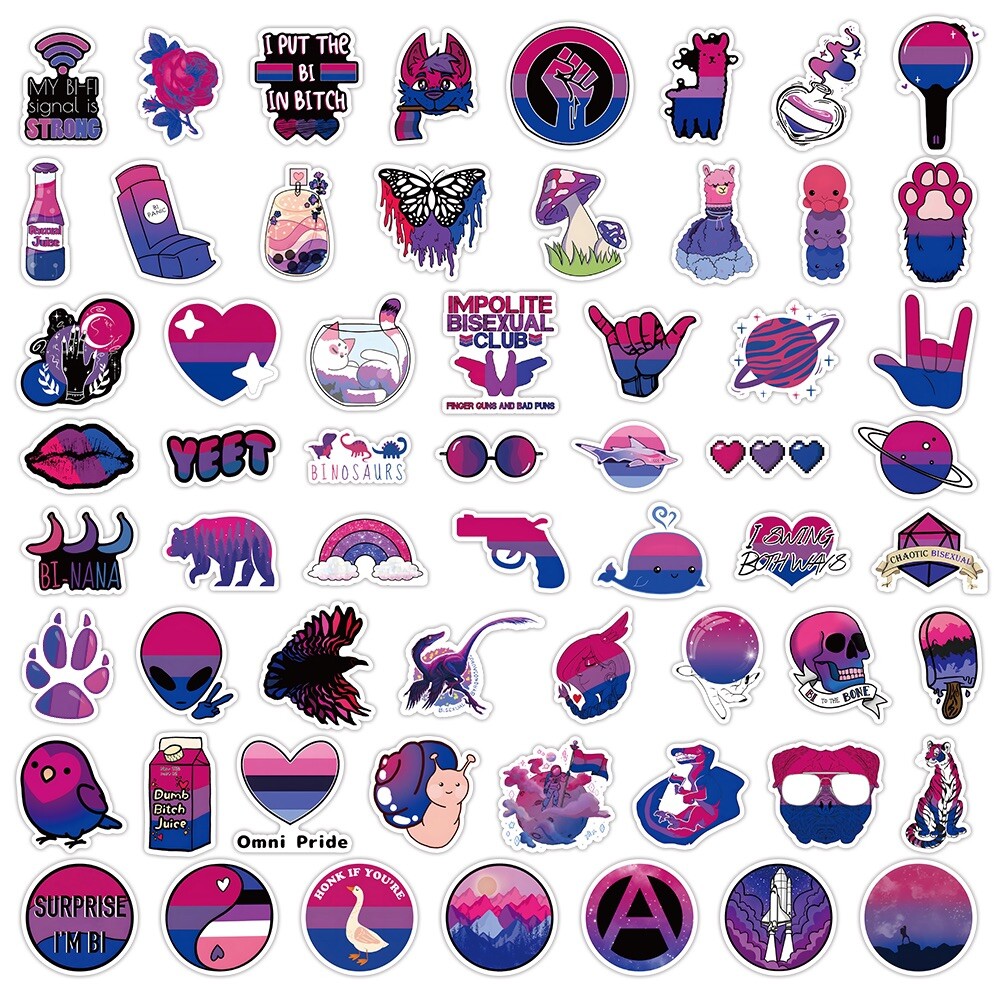 10 Random Bi Sexual Pride Stickers LGBTQ+ Pride Month Decals Laptop Car Yeti