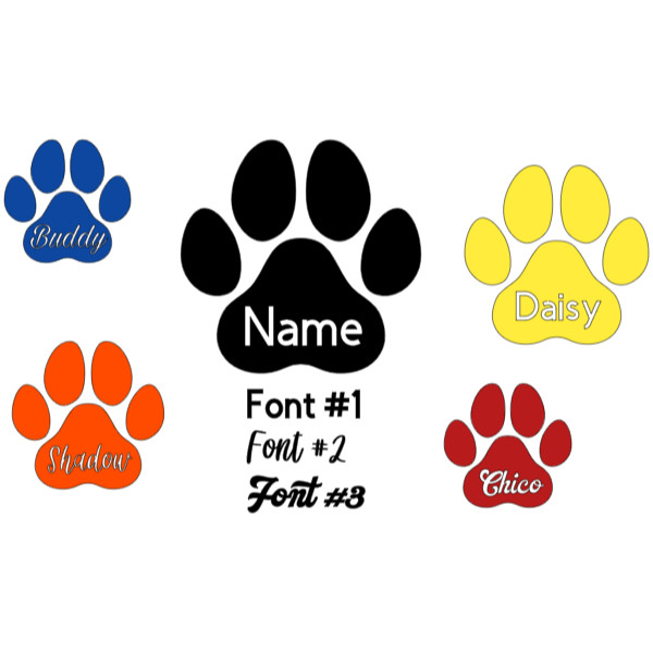 Custom Name Paw Sticker Vinyl Decal – Dog Cat Pet Puppy Love Wall Decor Car