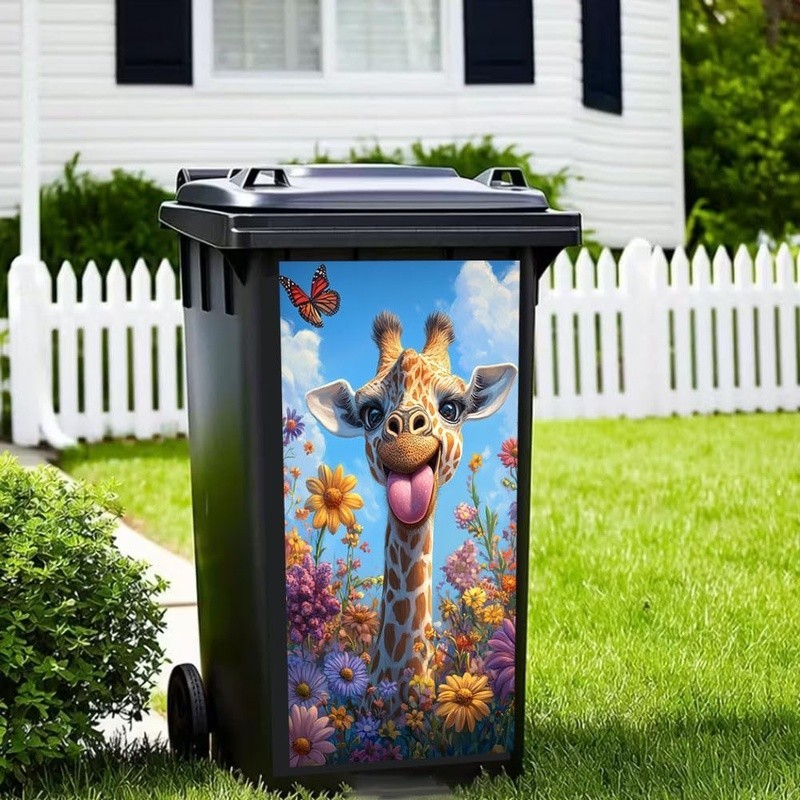Funny Puppy Cat Donkey Trash Can Decal Large Vinyl Sticker Removable Easy Apply