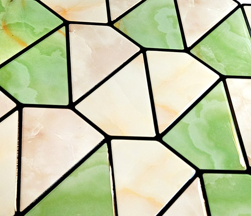 Mosaicowall 3D Diamond Peel and Stick Tiles for Wall Beige-Light Green | MOS029