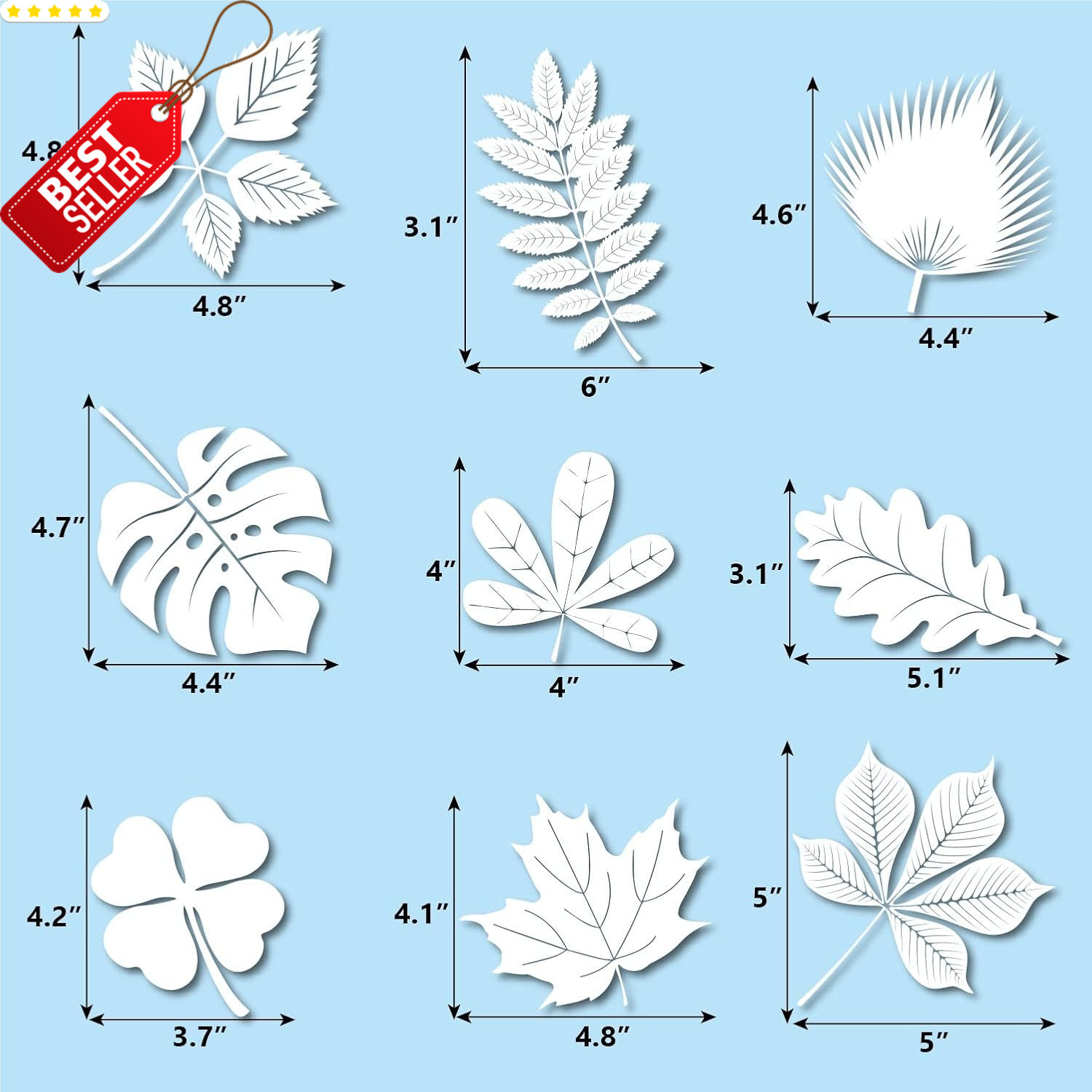 52 Pcs Bird Strike Window Decals Large Leaf Shape Anti-Collision Glass Stickers