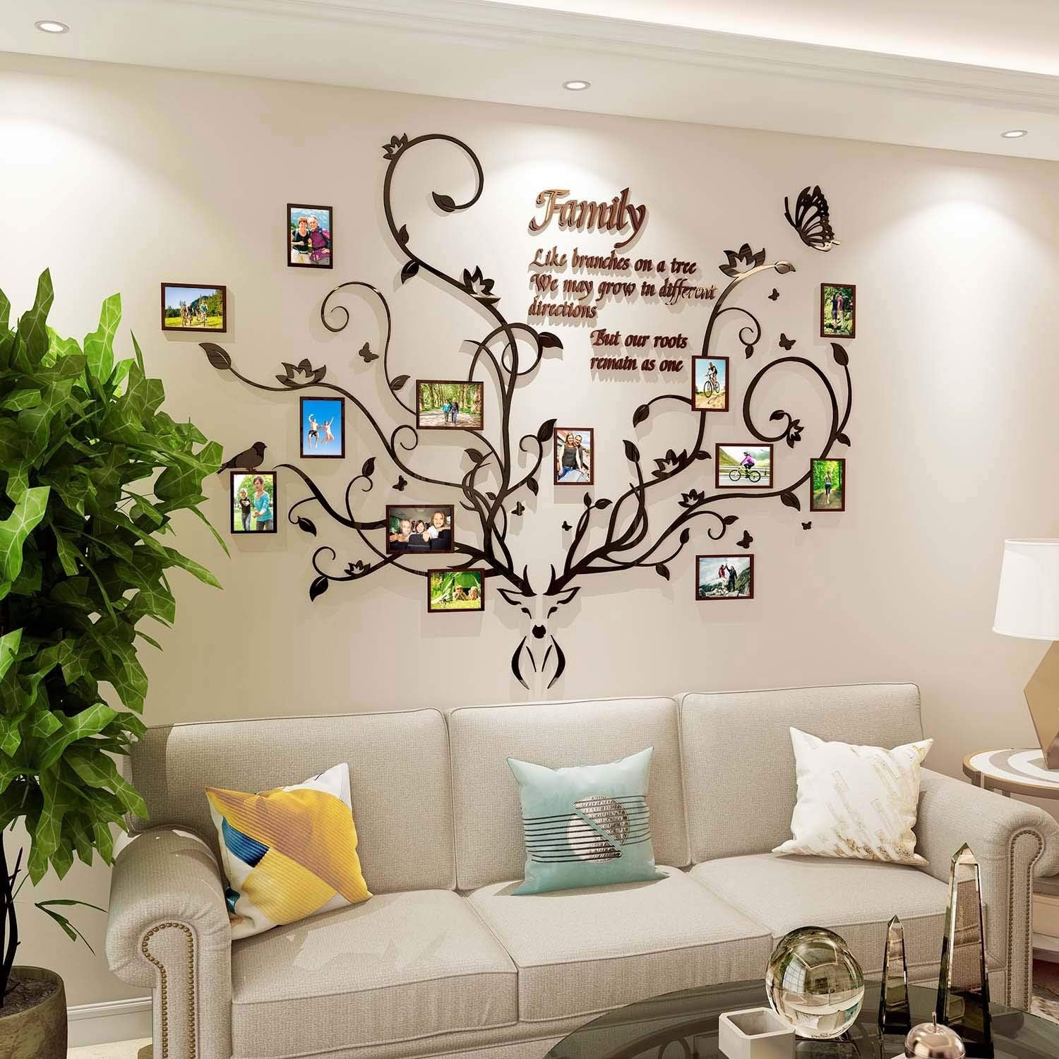 DecorSmart Antlers Family Tree Wall Decor for Living Room Picture Frame Collage