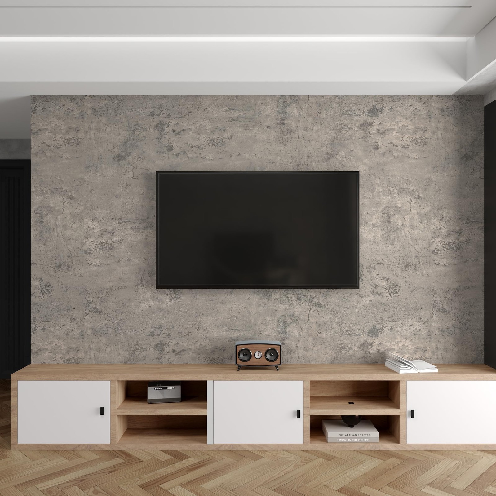 16"×354" Extra Thick Light Grey Concrete Wallpaper Peel and Stick 3D Faux Con…