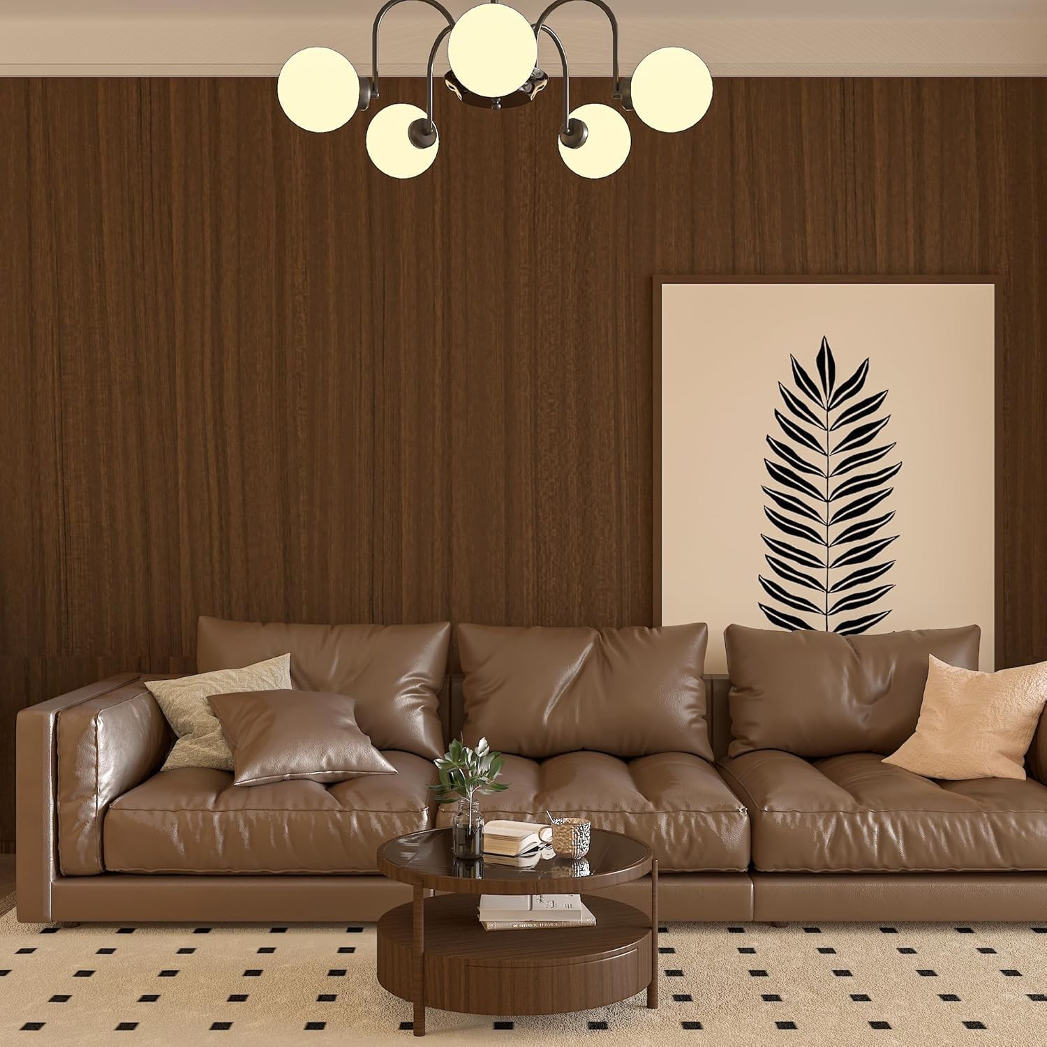 Brown Wood Grain Waterproof Peel and Stick Wallpaper Walnut Look Furniture St…