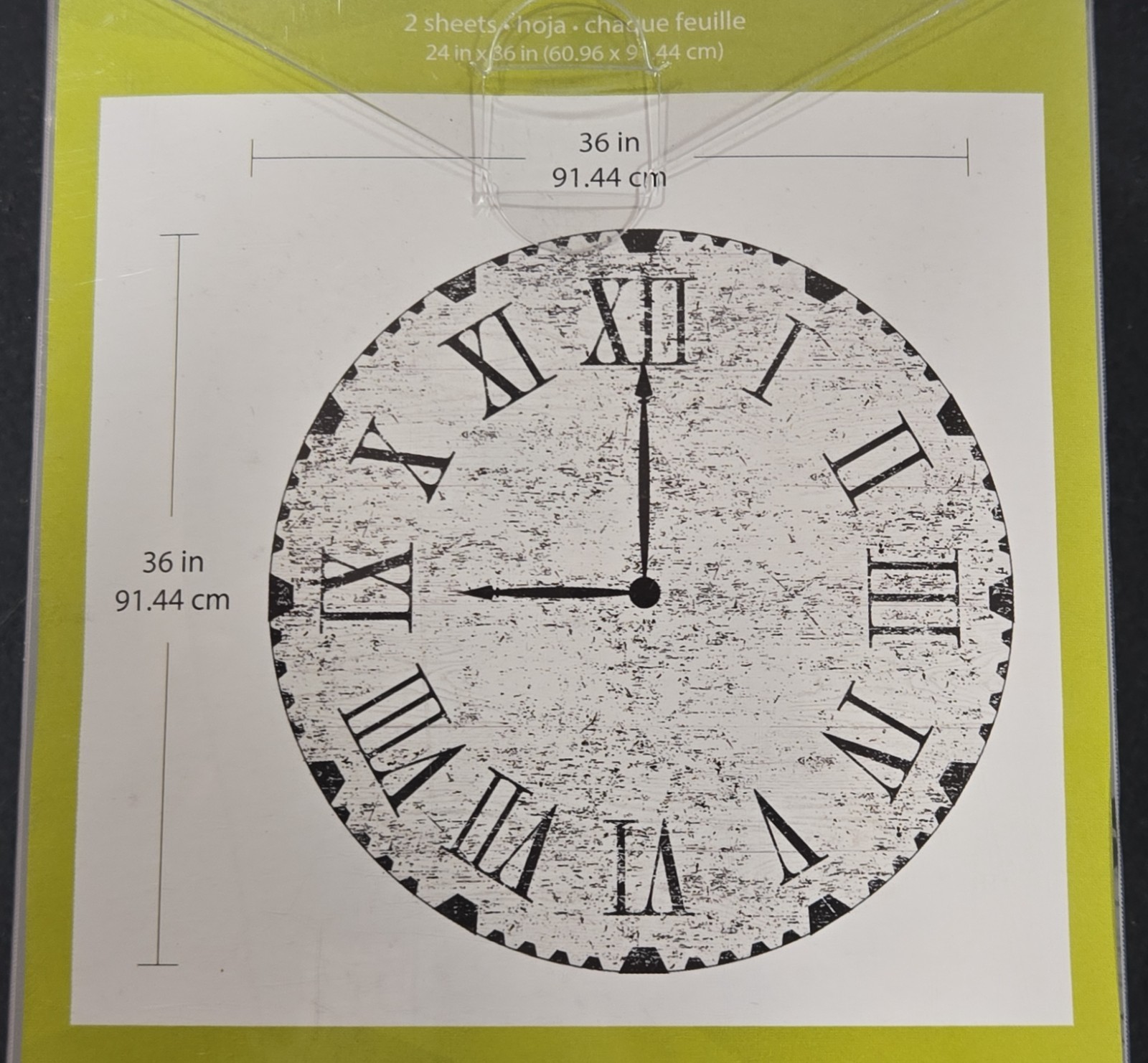 Wall Pops! Wall Art "Reclaimed Clock" Wall Decal Kit Peel Stick 36"x 36"