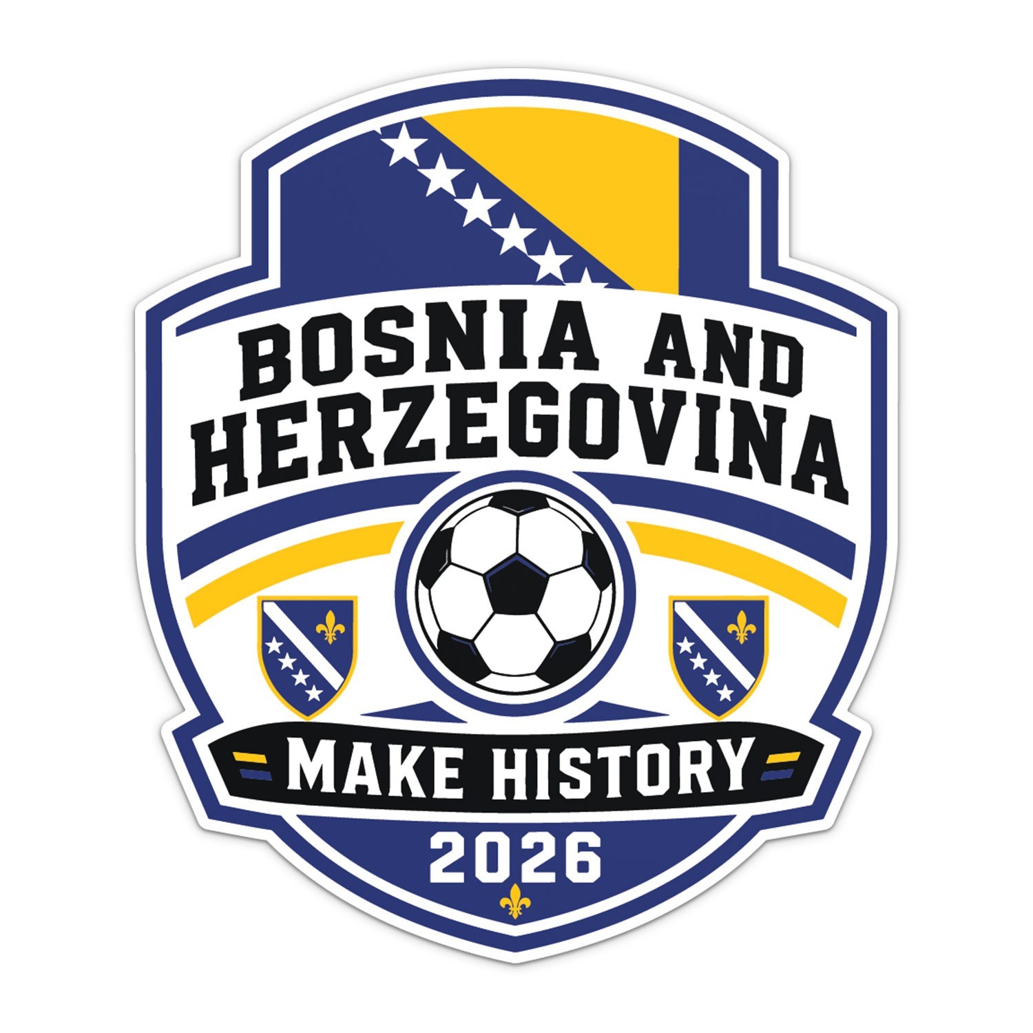 Bosnia And Herzegovina Flag Football Soccer World Cup 2026 Car Sticker Vinyl