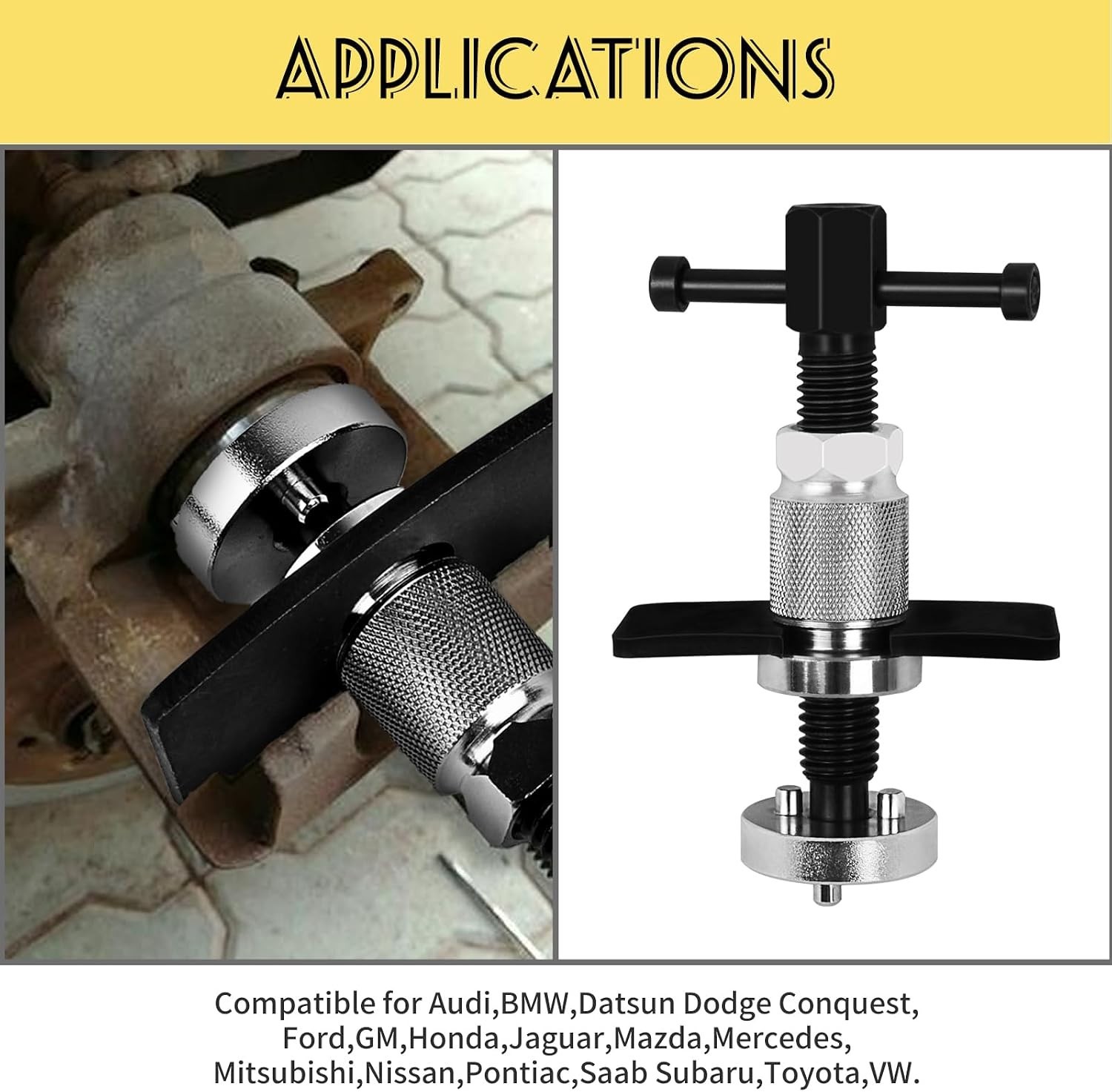 Caliper Piston Compressor Tool (Upgraded) – Universal Rear Brake Caliper Tool fo