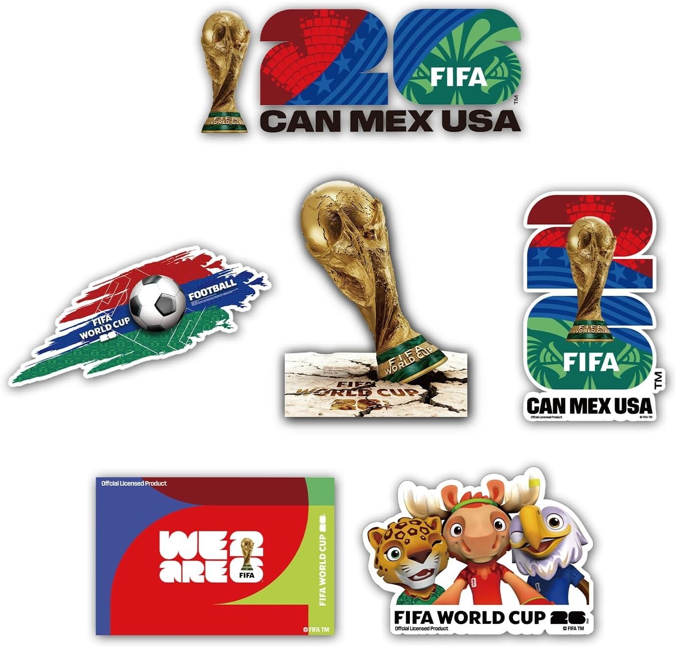 6 PCS Pack – FIFA World Cup 2026 Theme Car Stickers – Design Varies – Soccer Fan