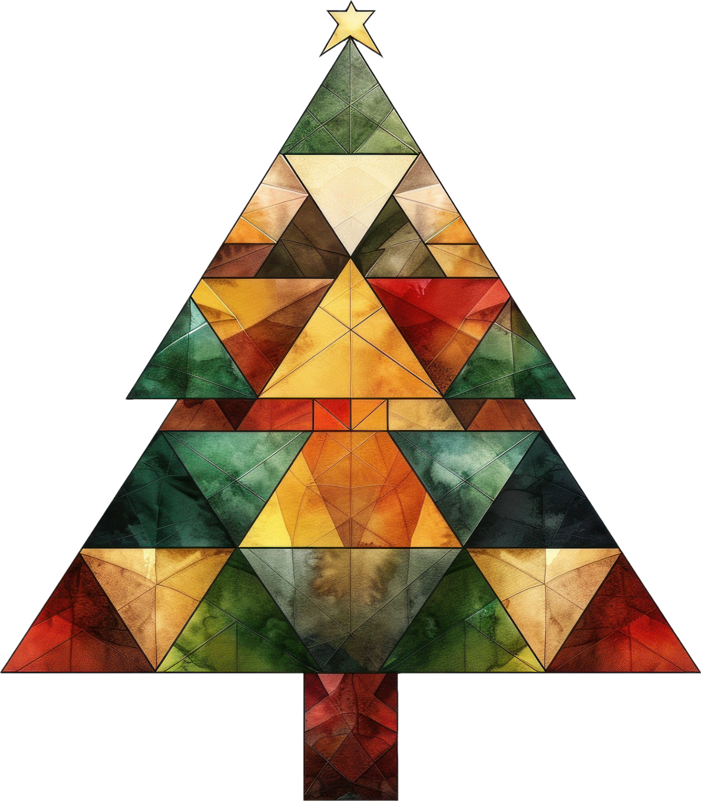 Christmas Tree Stained Glass Wall Decal Sticker 18X18cm Large