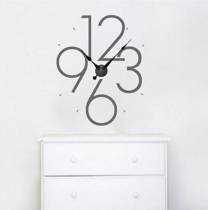 MODERN NUMBER CLOCK Home Wall Art Decals Quote Decor Words Design