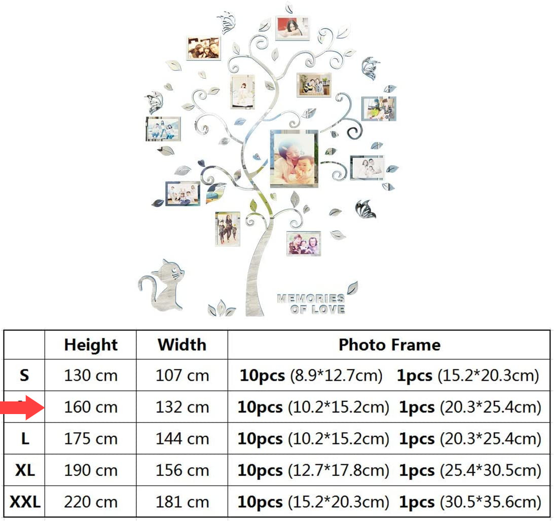 Decor Smart Love Family Tree Wall Decor Picture Frame Collage Removable 3D DIY