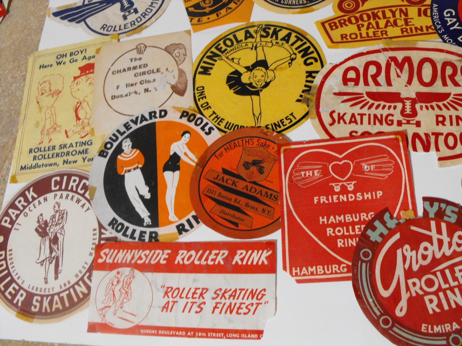 Lot of 30 Vintage Original Roller Skating Rink Decal Stickers ~ New York NY