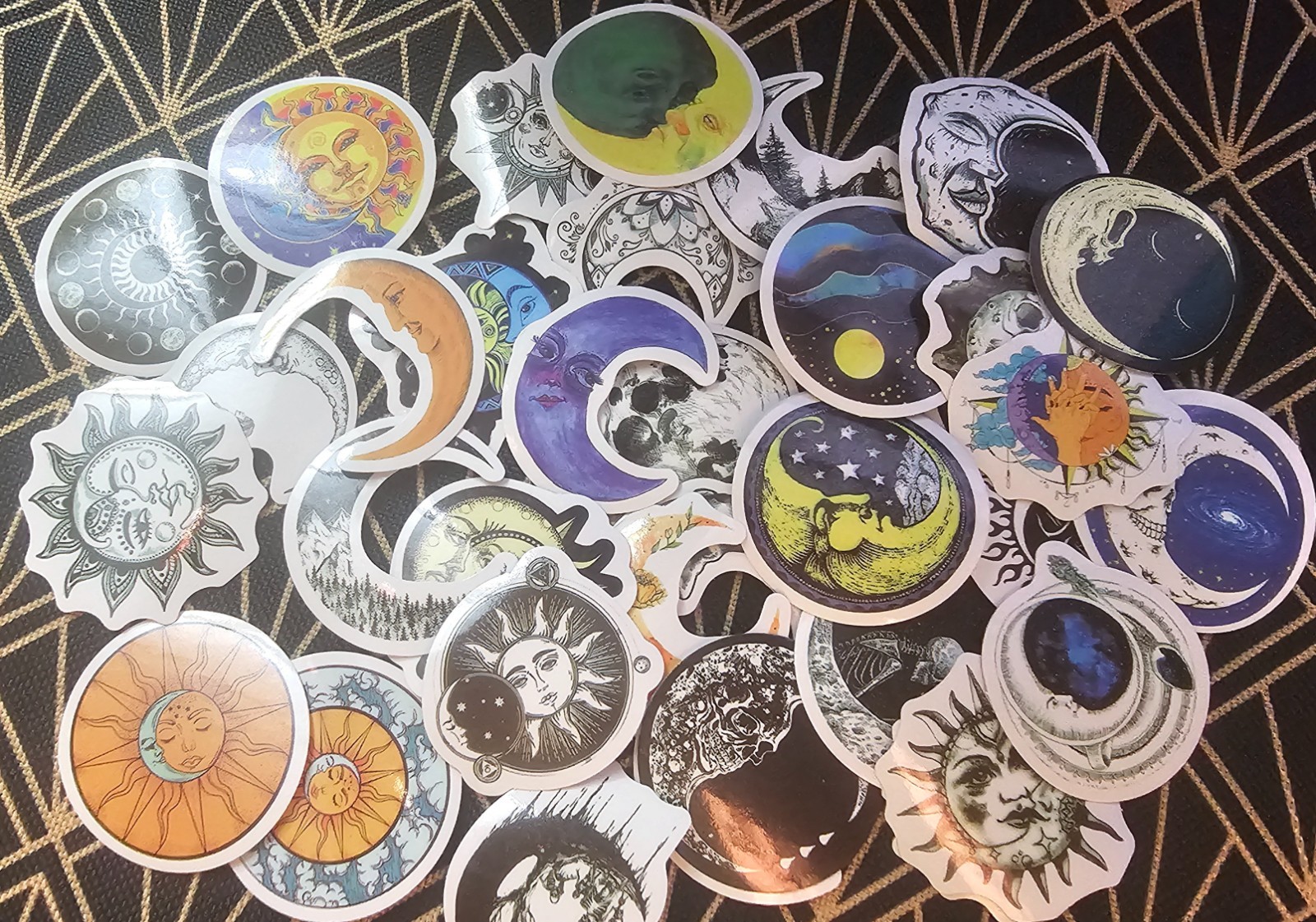 10 pc Sun & Moon Celestial Stickers Lot | Gothic Witchy Aesthetic Vinyl Decals