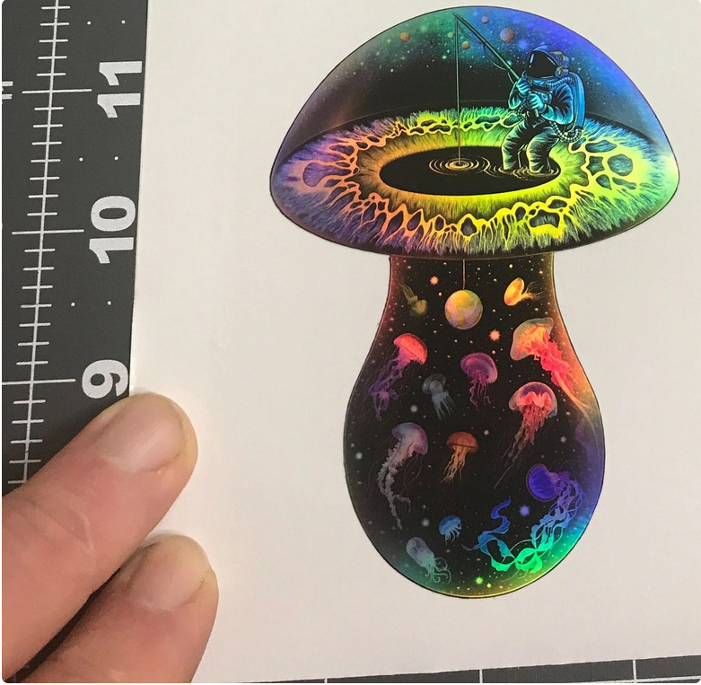 Tripping on Space Mushrooms Holographic Sticker – Shroomaniac Brand