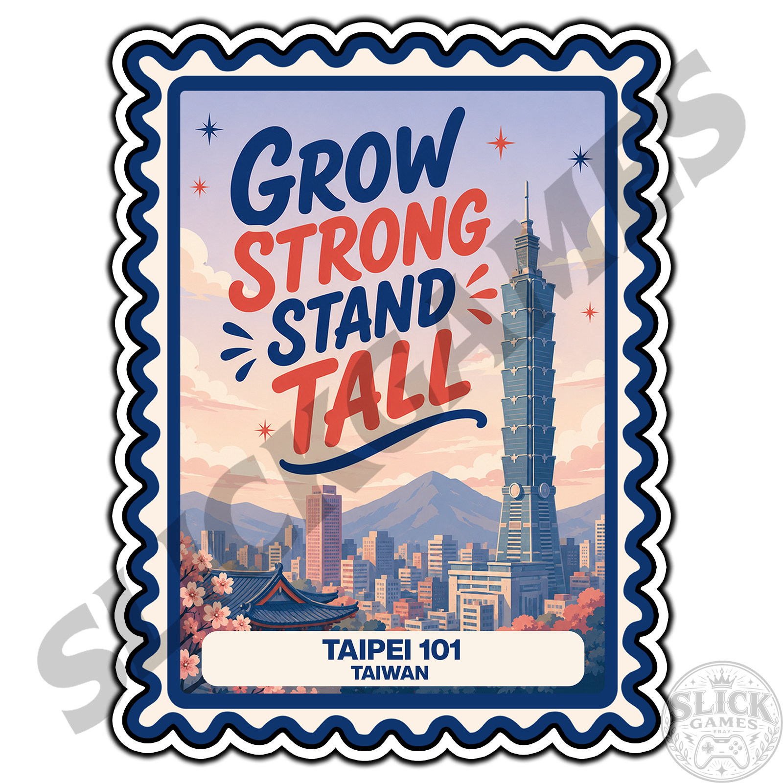 Taipei 101 Taiwan Travel Quote Postage Stamp Sticker #1 Waterproof Vinyl Decal