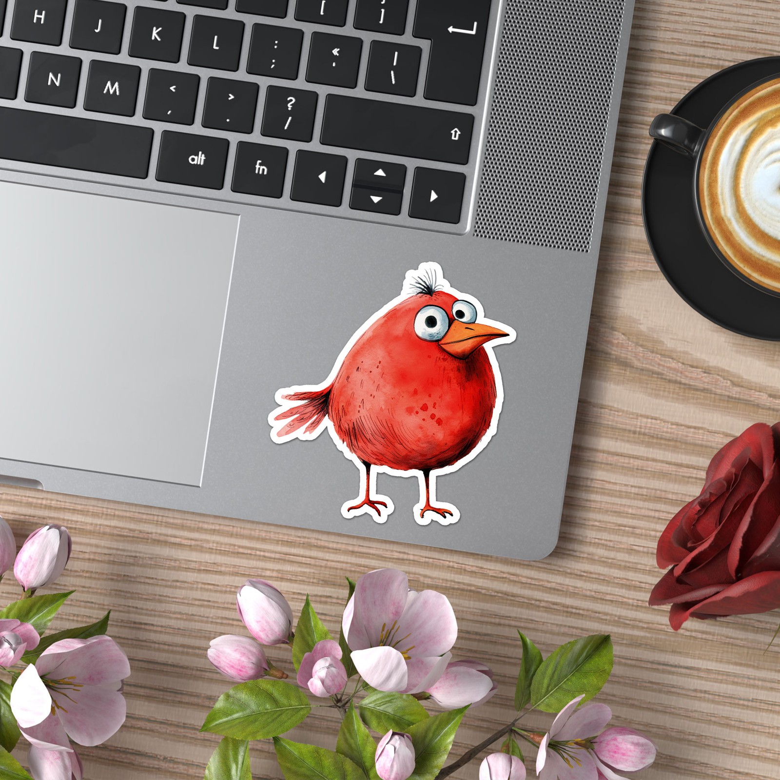 Cute Fat Red Bird – Vinyl Decal Sticker – Car Window Laptop – ebn12514