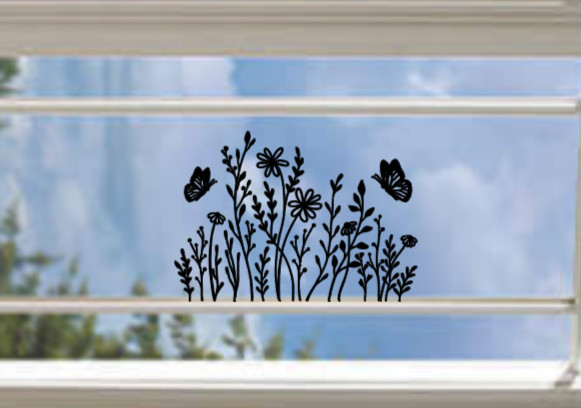 Boho Wildflowers & Butterflies Vinyl Decal Sticker Car Truck Window Wall Art