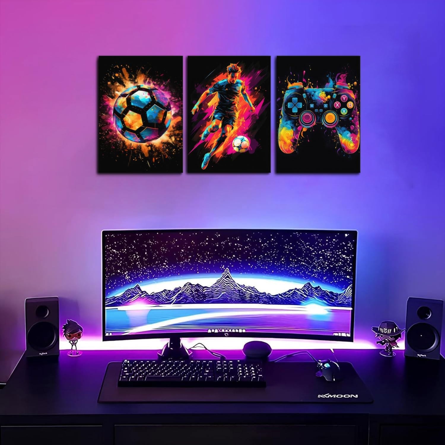 BGFCE Gaming Canvas Wall Art Decor, Paintings Art Game Controller Color Splas…