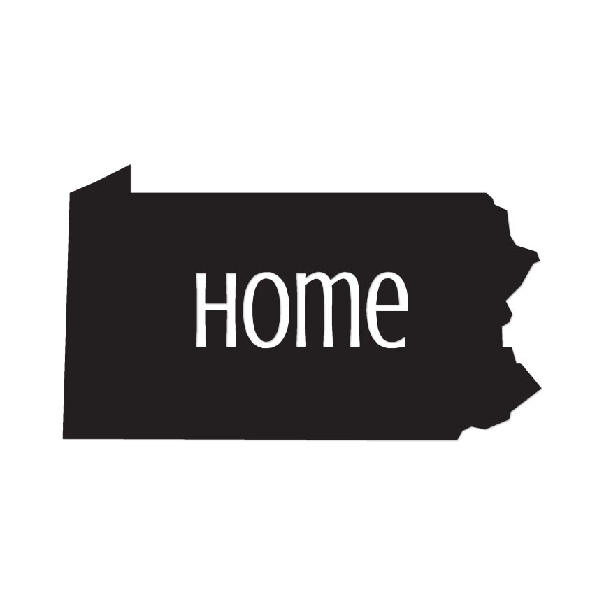 Pennsylvania Home State – Decal Sticker – Multiple Colors & Sizes – ebn3840