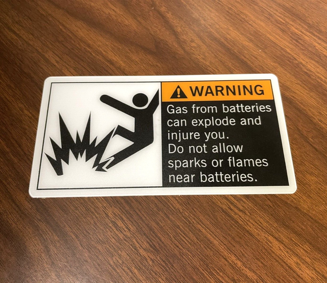 6.5"x3.5" Battery Hazard Warning Sign Vinyl / Plastic Adhesive Heavy Duty NEW