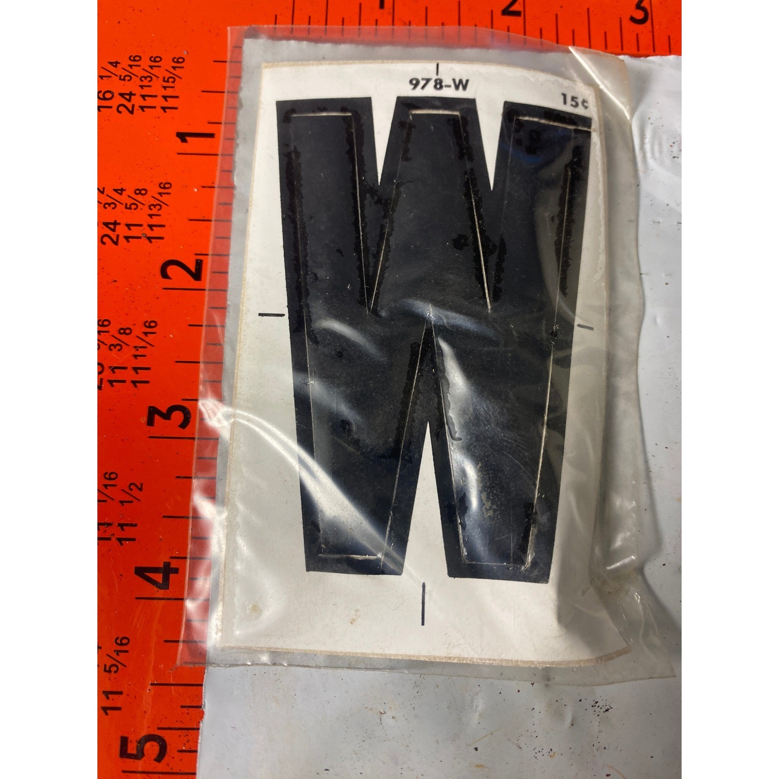 Vintage Black Letter W Decal Sticker 3 Inch Block Font 978-W Adhesive Vinyl