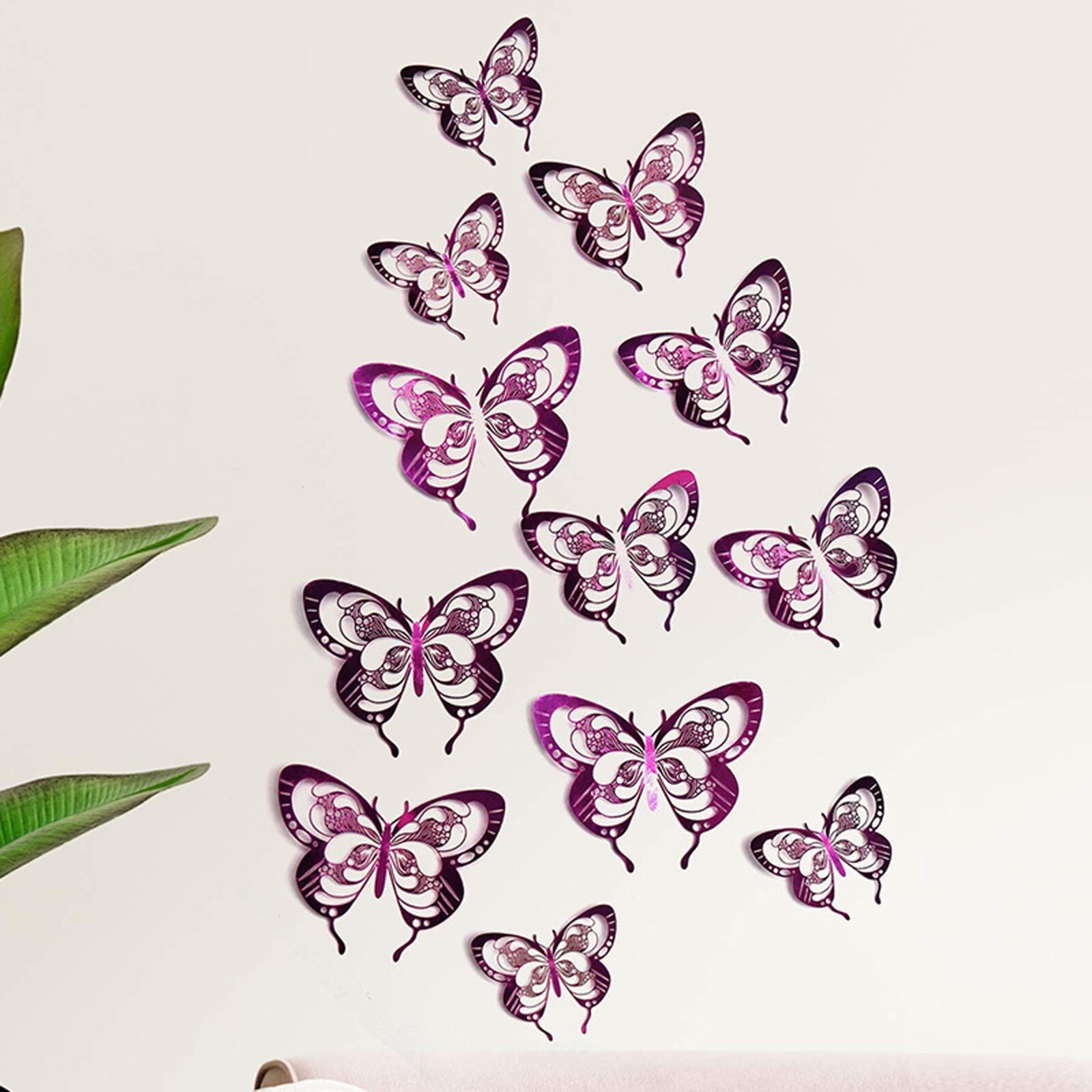 12 pcs 3d Light Purple New Model butterfly wall decor, party, wedding, diy