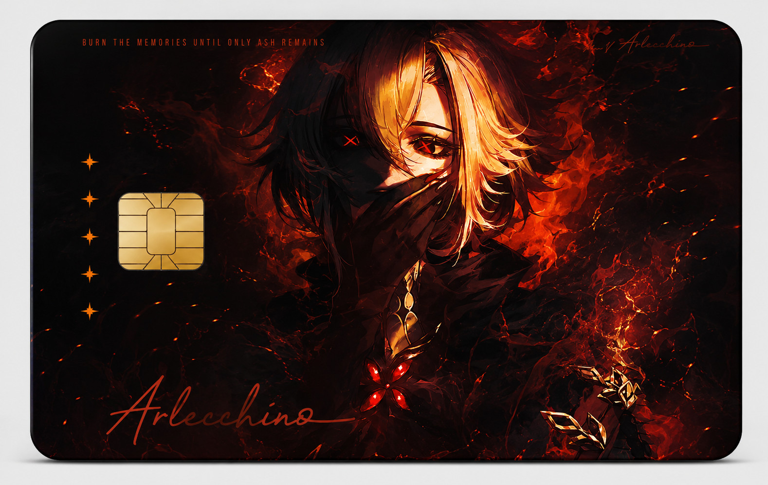Genshin Impact Crimson Arlecchino Portrait Debit Card Credit Card Skin