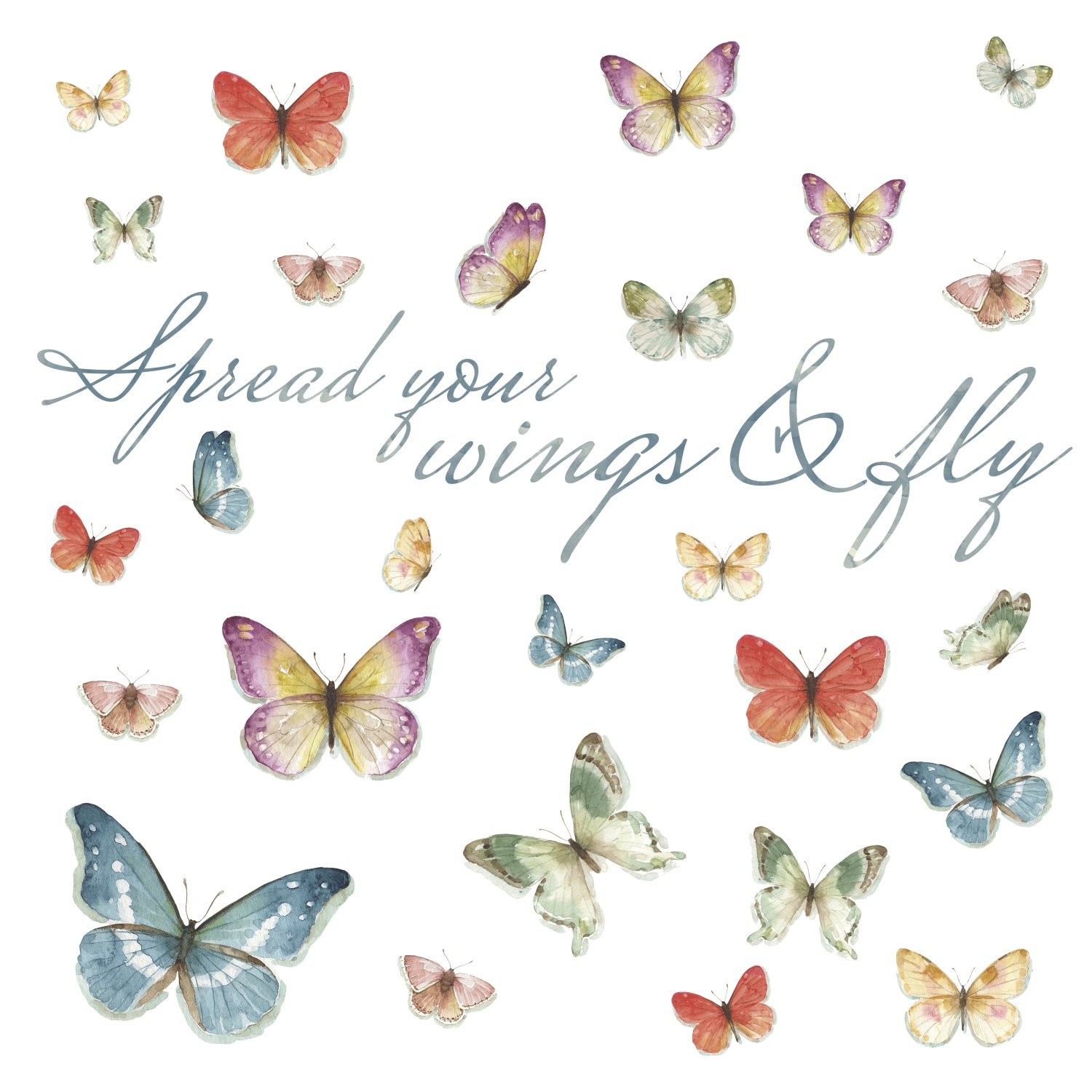 RMK3263SCS Lisa Audit Butterfly Quote Peel and Stick Wall Decals, Multicolor