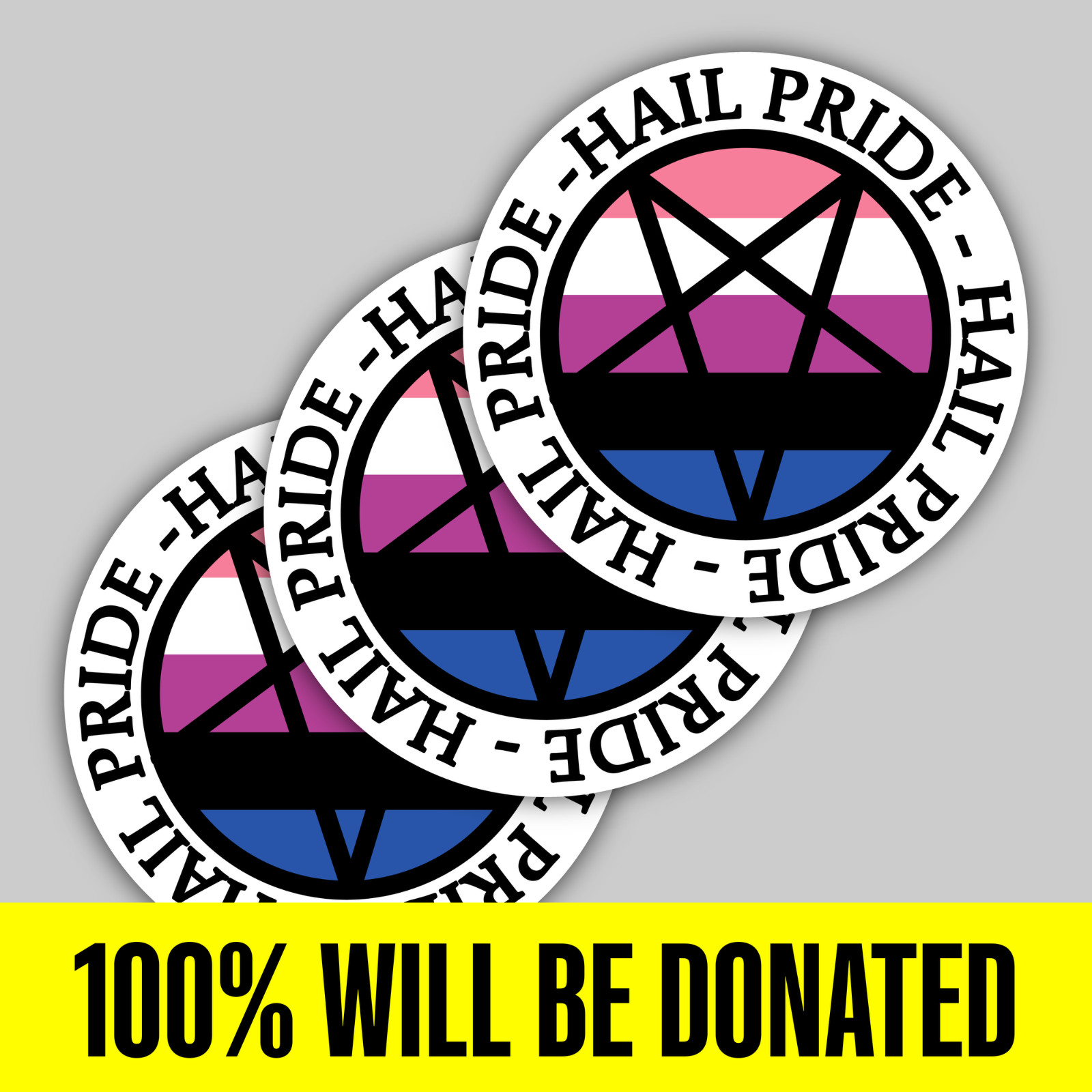 "Hail Pride!" 3 Genderfluid Satanic Sticker Pack (5 inches)