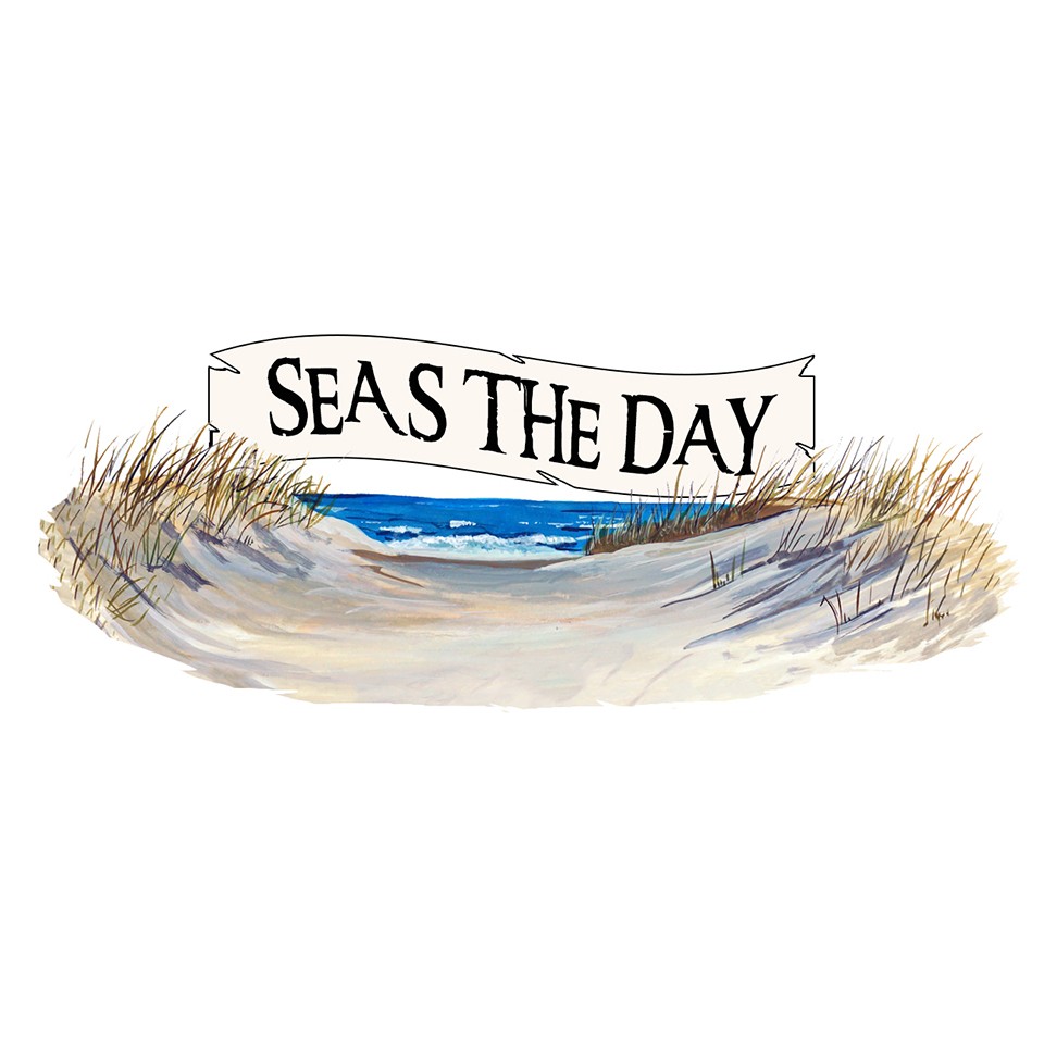 Decal Vinyl Sticker "Seas The Day" -Beach Scene Made in USA
