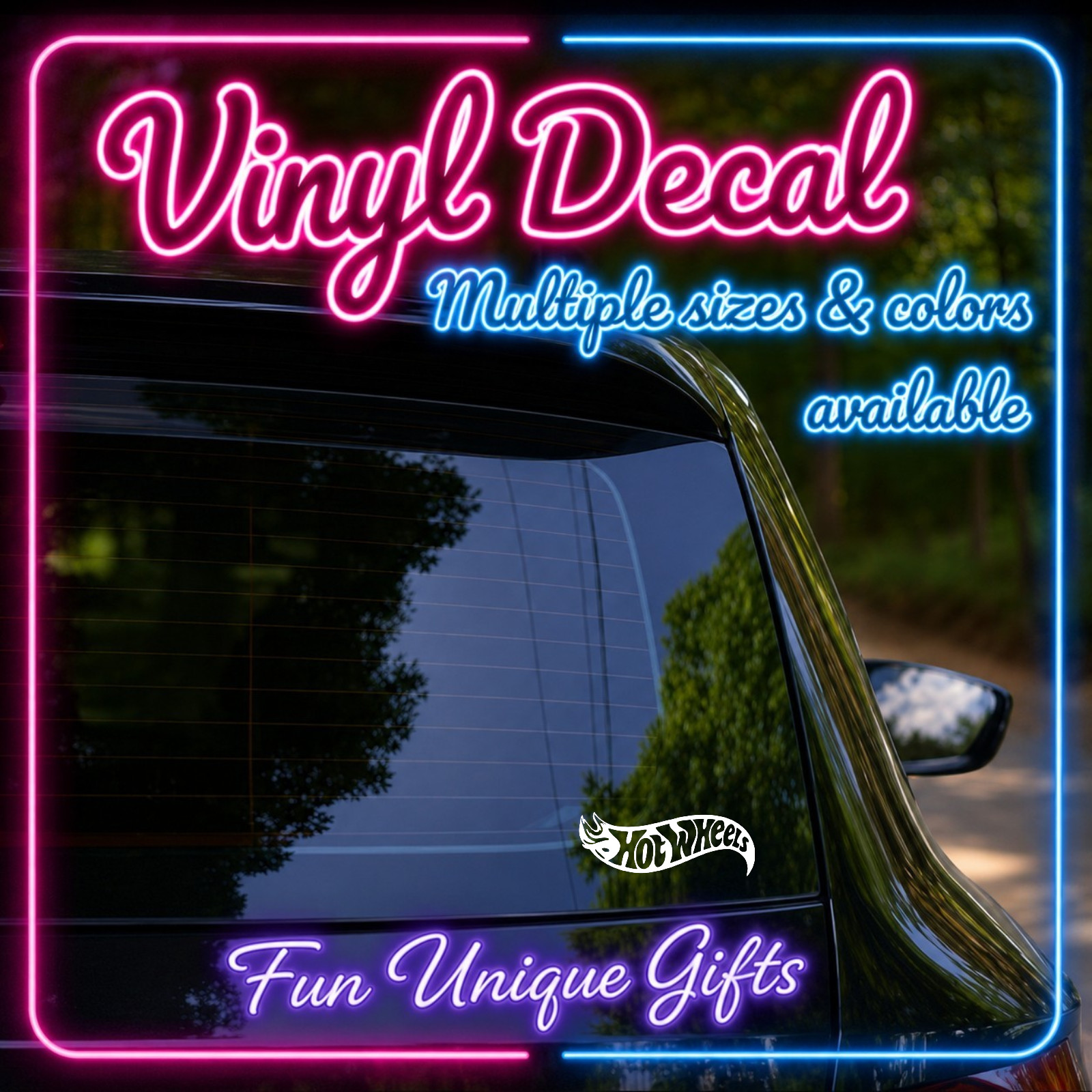 Hot Wheels Vinyl Decal Sticker -Multiple Colors & Sizes- FREE SHIPPING!