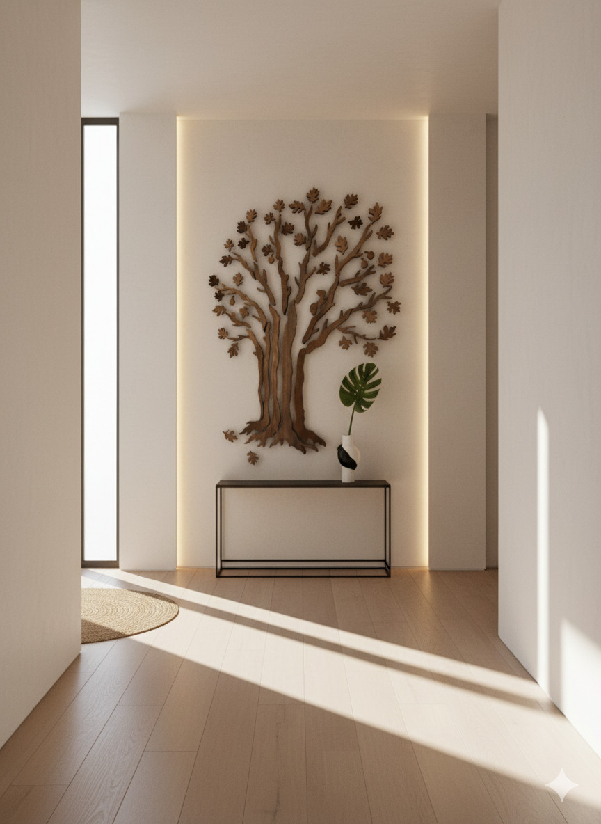 White Oak Tree of Life Wall Art, Handmade Woodland Decor (39×59")